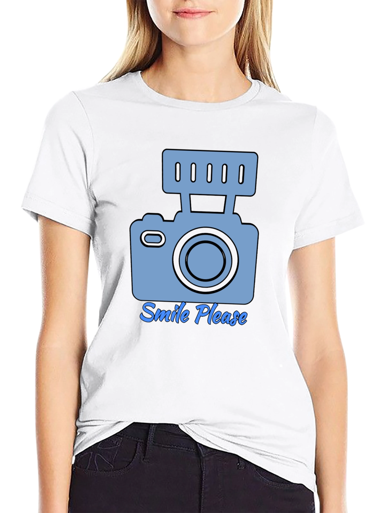 Smile Please Camera Graphic T-Shirt