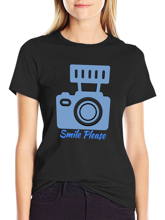 Smile Please Camera Graphic T-Shirt