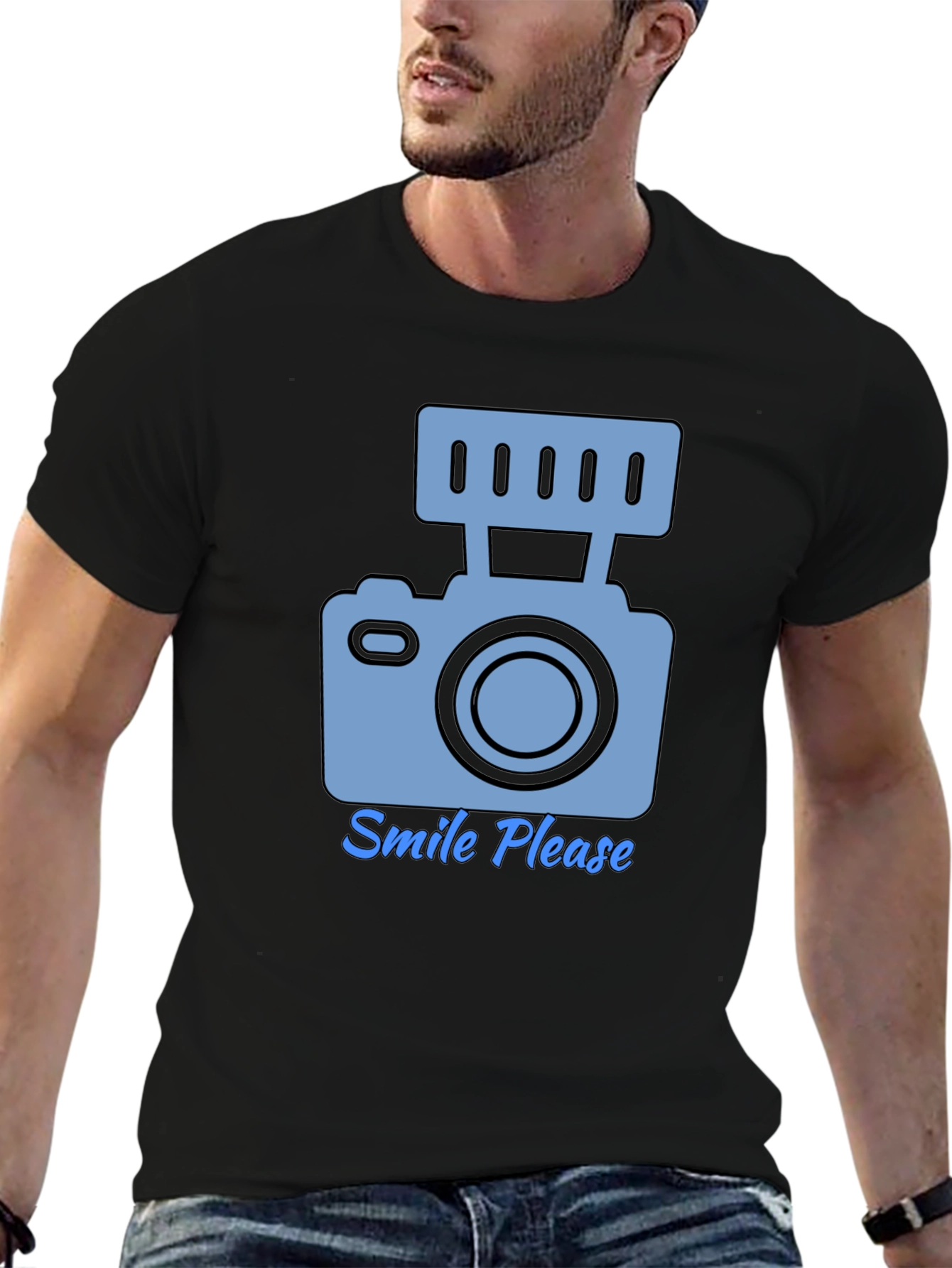 Smile Please Camera Graphic T-Shirt