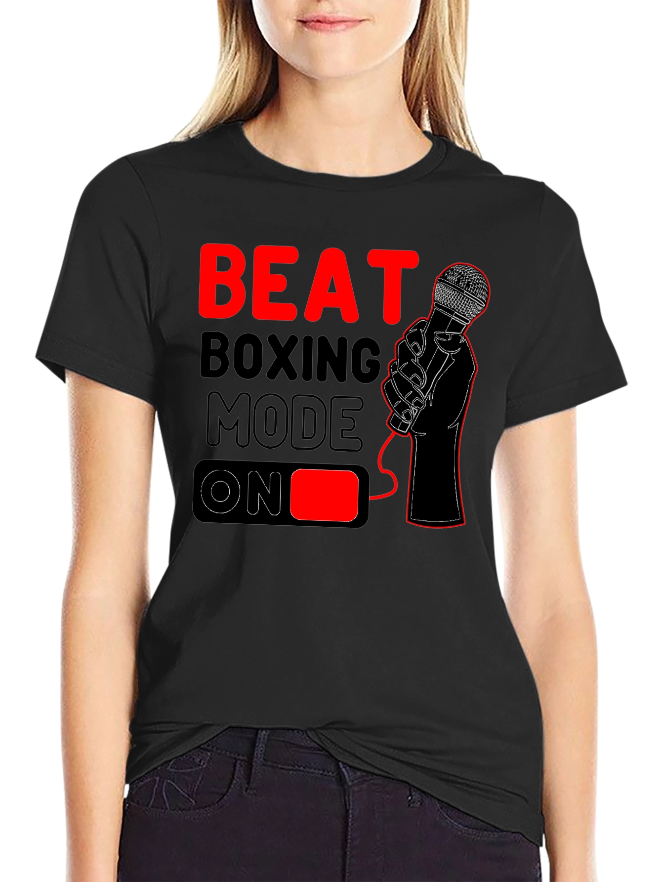 Beat Boxing Mode On T-Shirt - Black