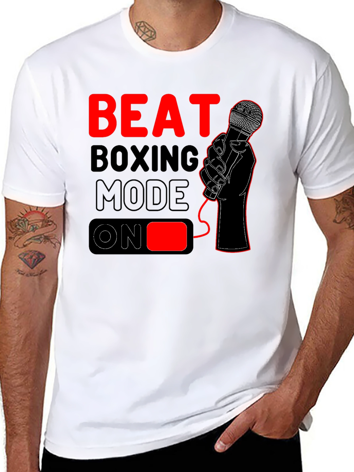 Beat Boxing Mode On T-Shirt - Black
