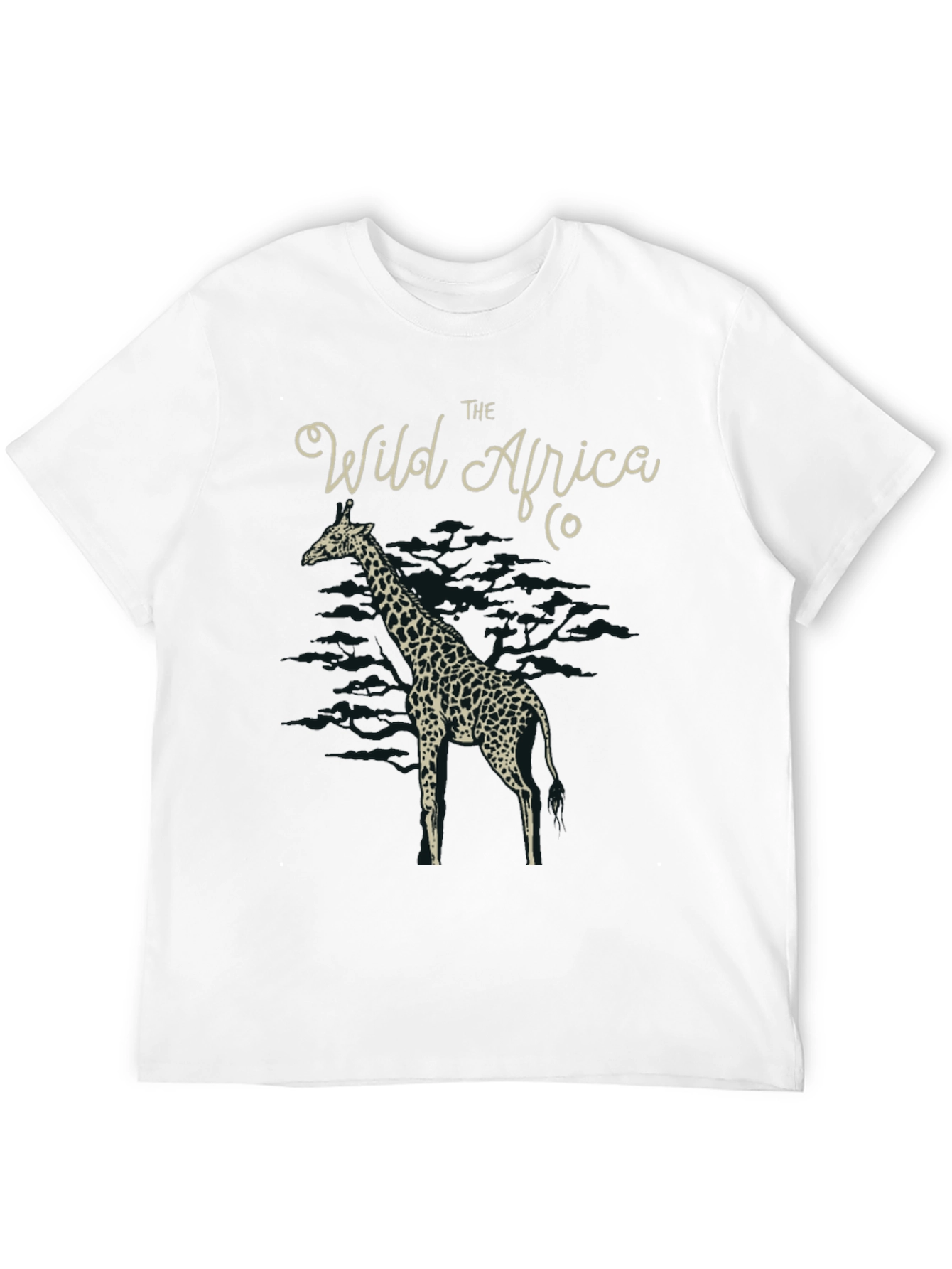 The Wild Africa Co. Giraffe Print Black T-Shirt