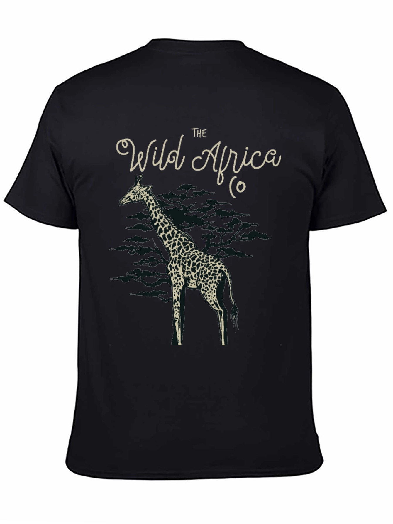 The Wild Africa Co. Giraffe Print Black T-Shirt