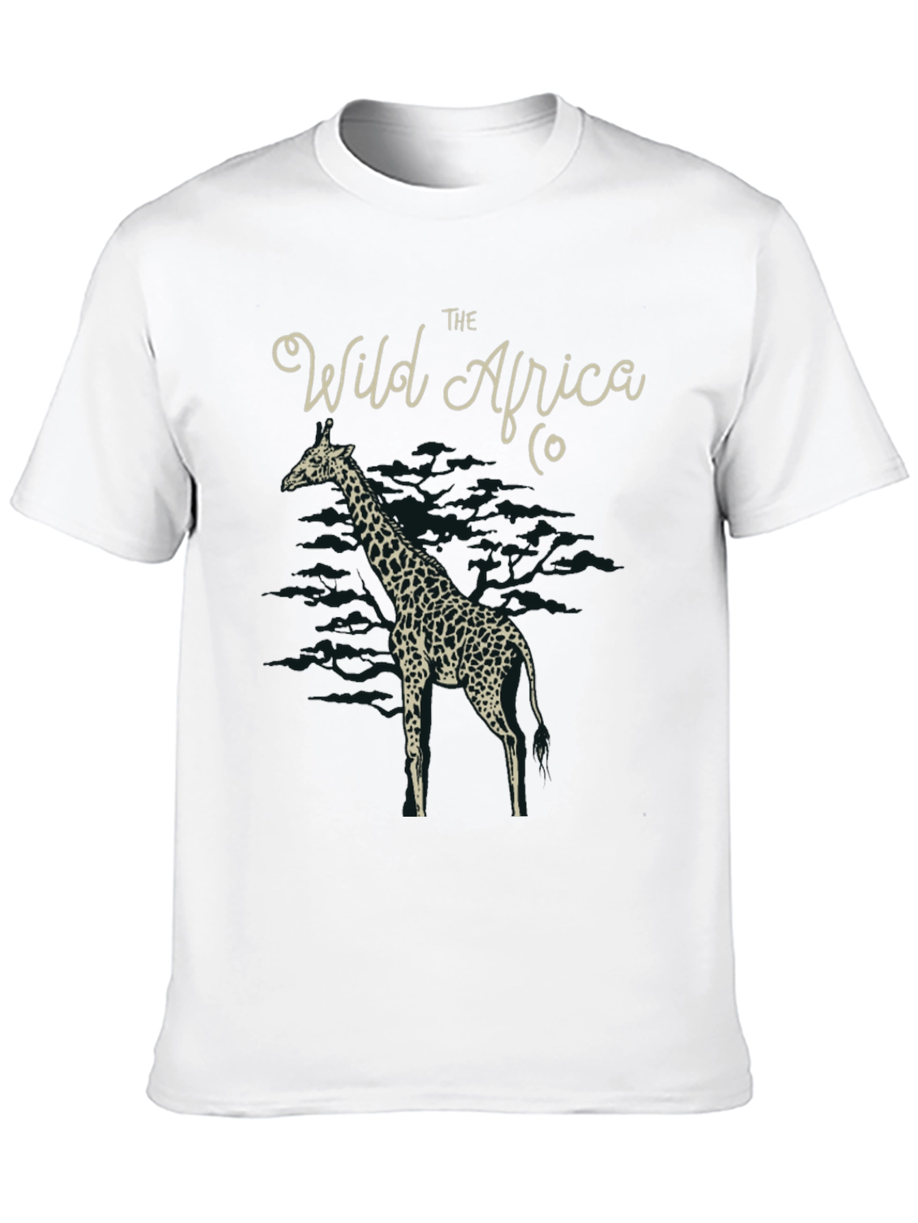 The Wild Africa Co. Giraffe Print Black T-Shirt