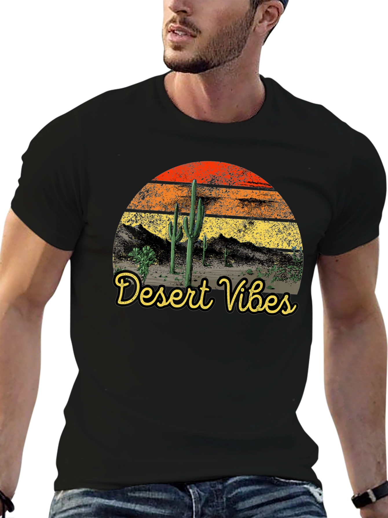 Desert Vibes Retro T-Shirt Black