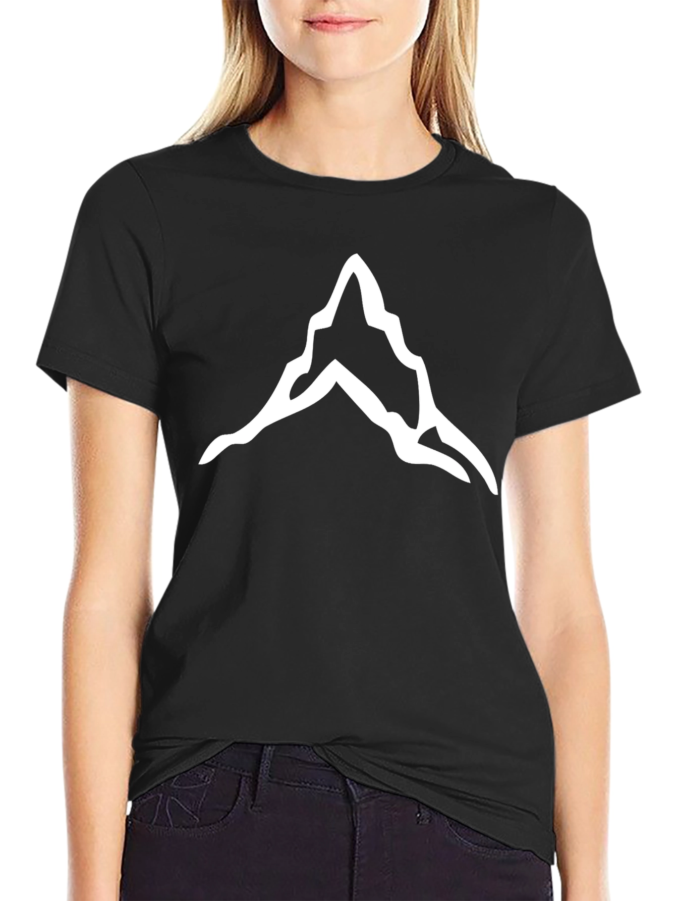 Mountain Peak Graphic Tee - Black Cotton T-Shirt