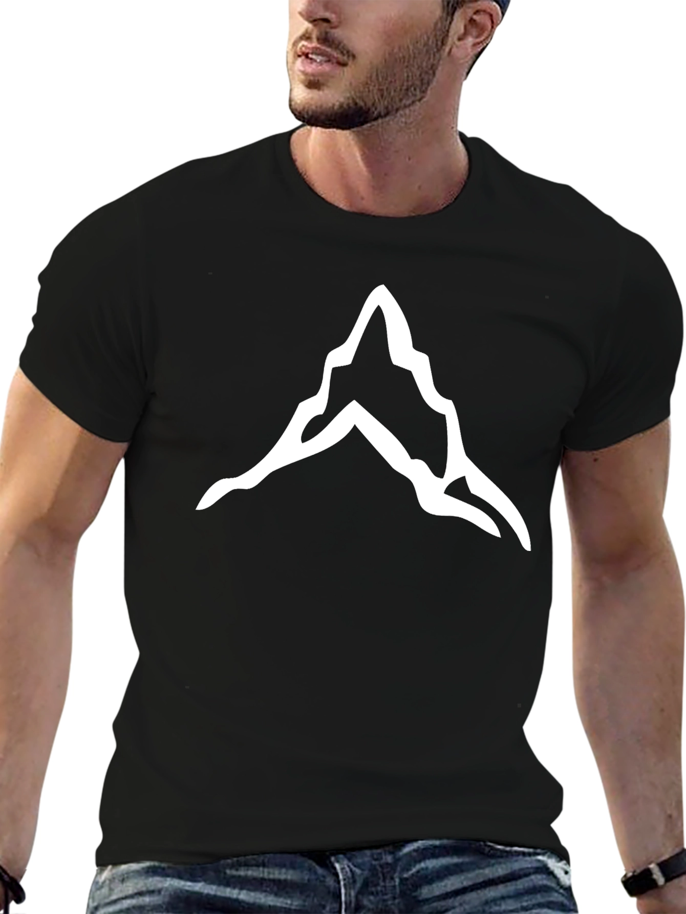 Mountain Peak Graphic Tee - Black Cotton T-Shirt