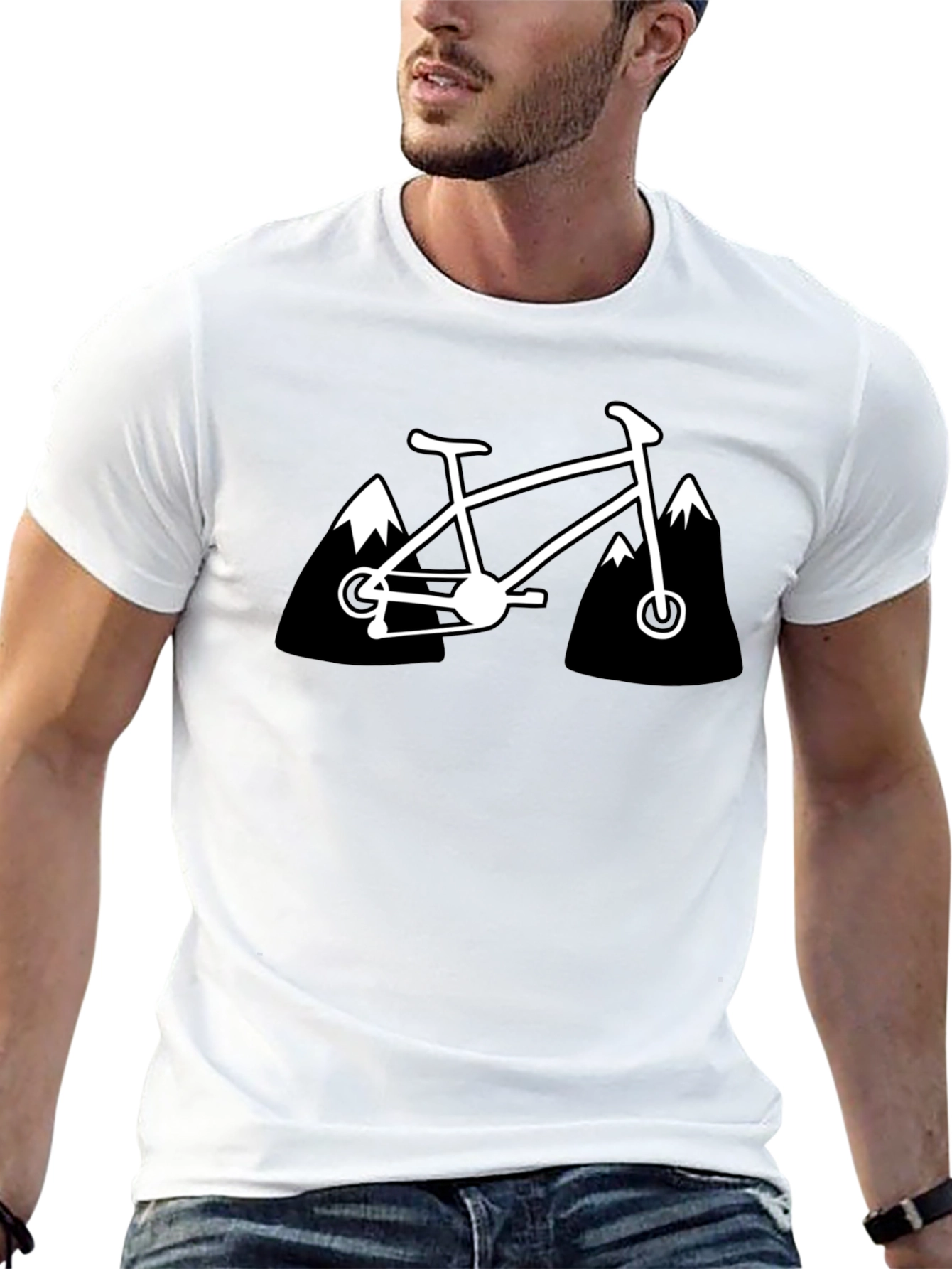 Mountain Bike Graphic Tee - Black Cotton T-Shirt