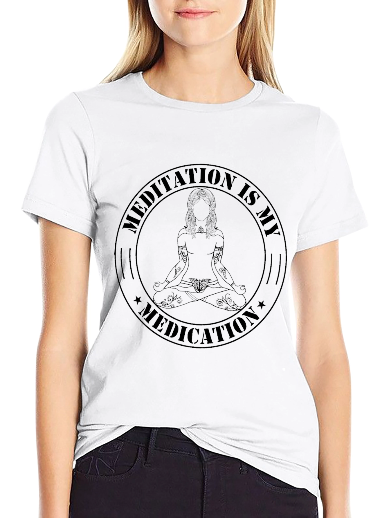 Meditation is My Medication Black T-Shirt
