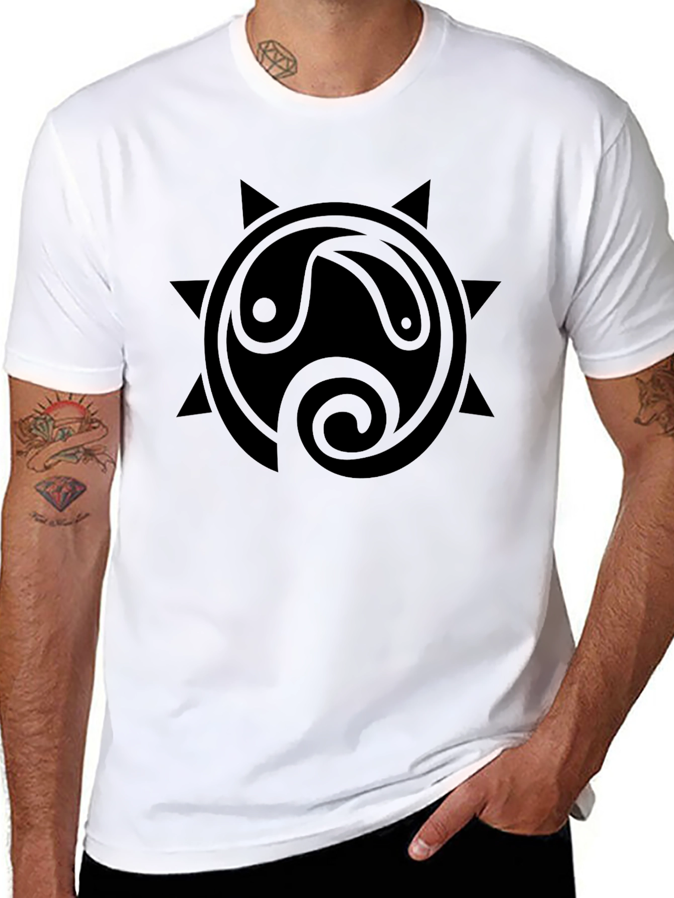 Black Yin Yang Sun Graphic Tee