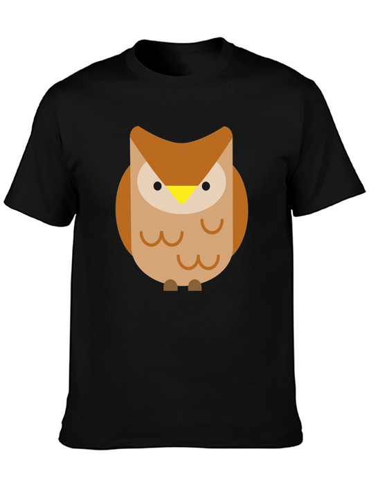 Cartoon Owl Graphic Black T-Shirt