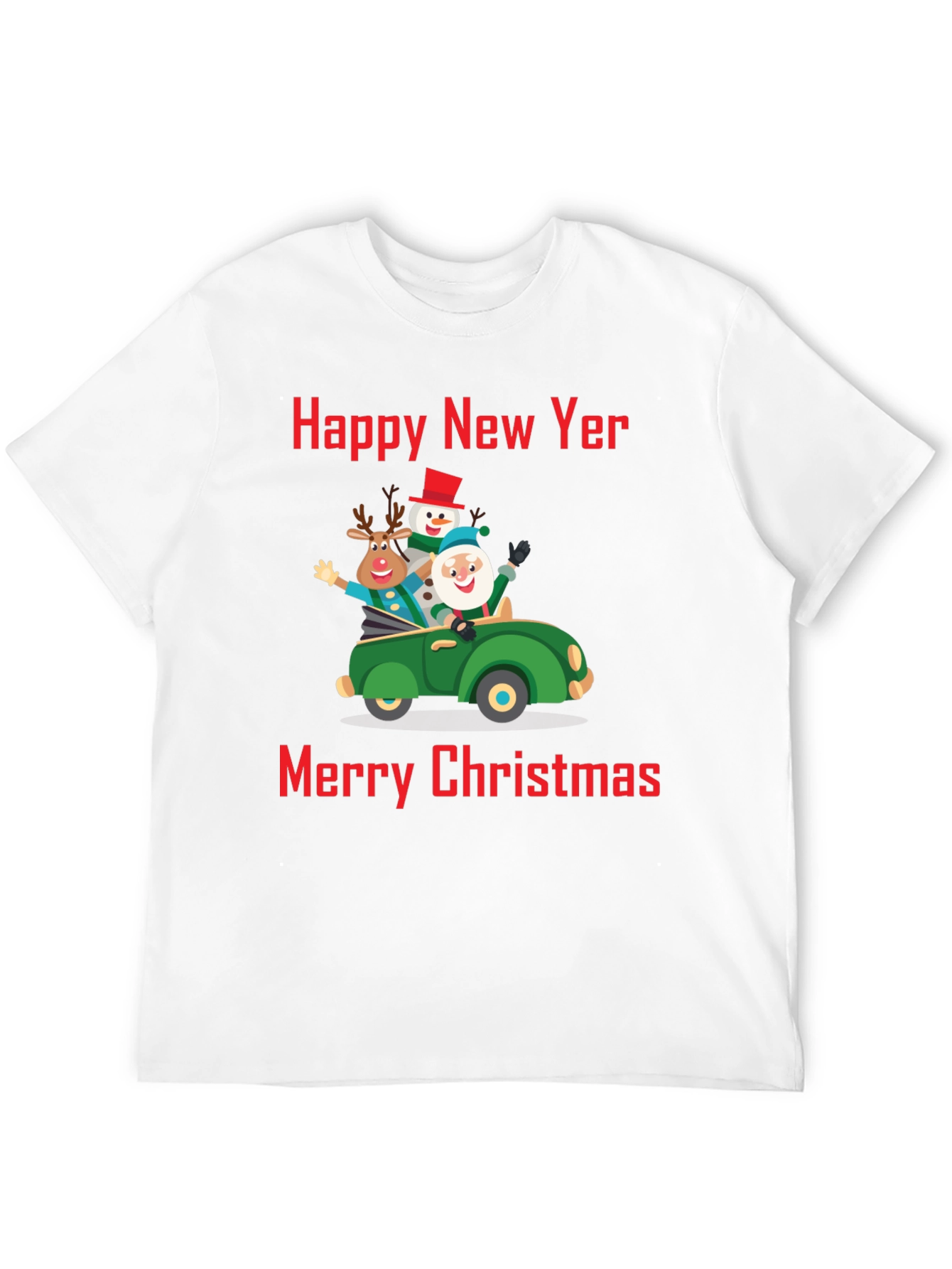 Festive Holiday T-Shirt: New Year & Christmas Car