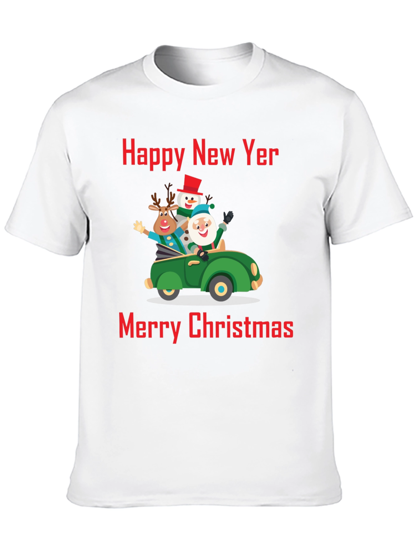 Festive Holiday T-Shirt: New Year & Christmas Car