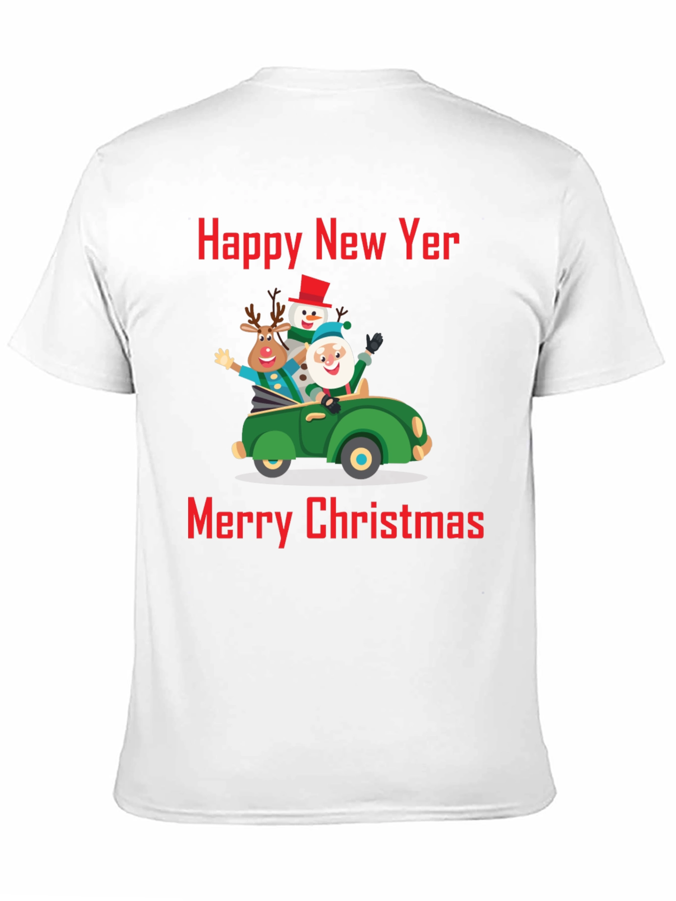Festive Holiday T-Shirt: New Year & Christmas Car