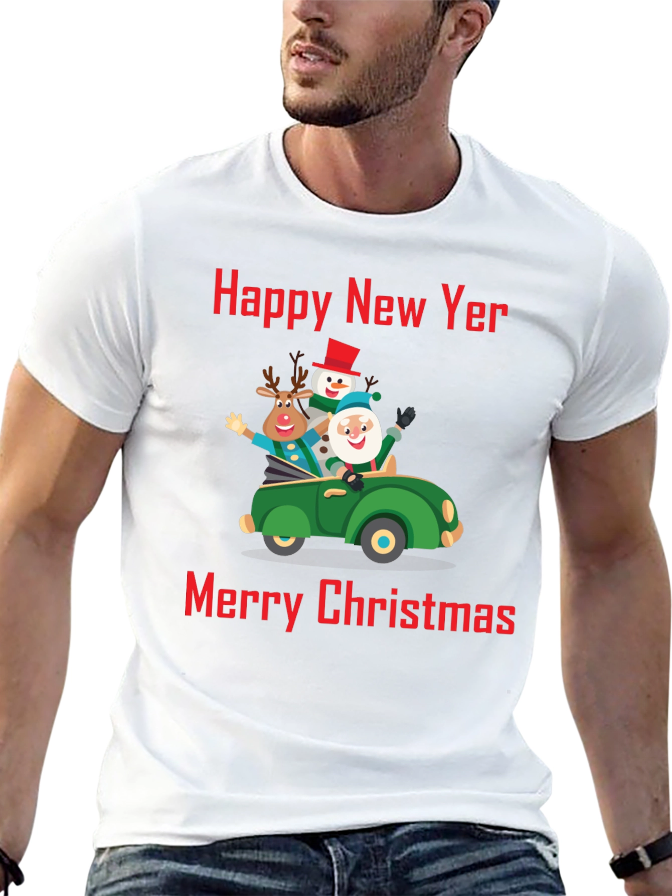 Festive Holiday T-Shirt: New Year & Christmas Car
