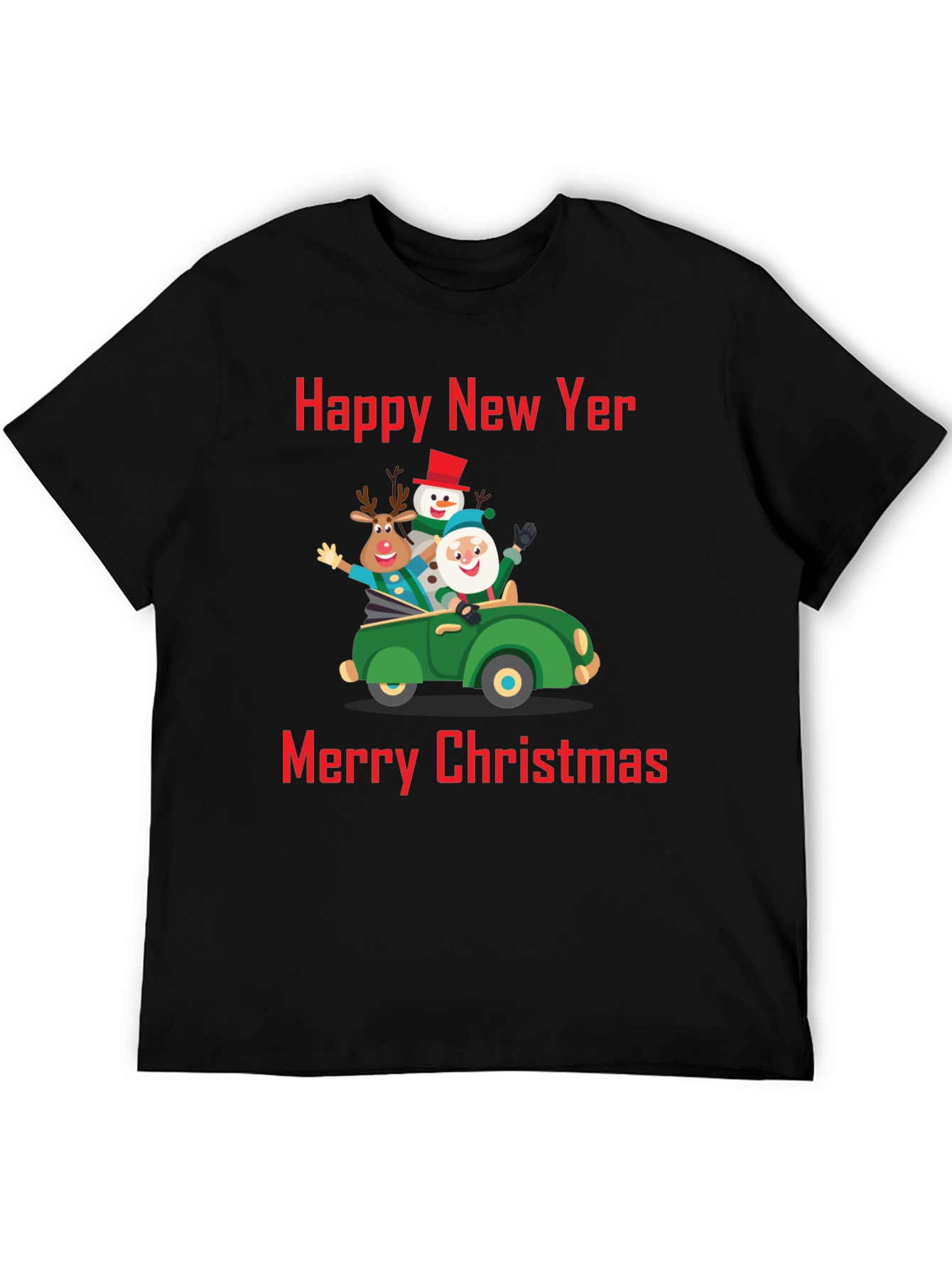 Festive Holiday T-Shirt: New Year & Christmas Car
