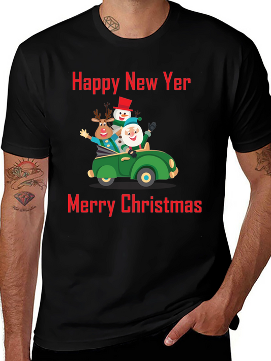 Festive Holiday T-Shirt: New Year & Christmas Car
