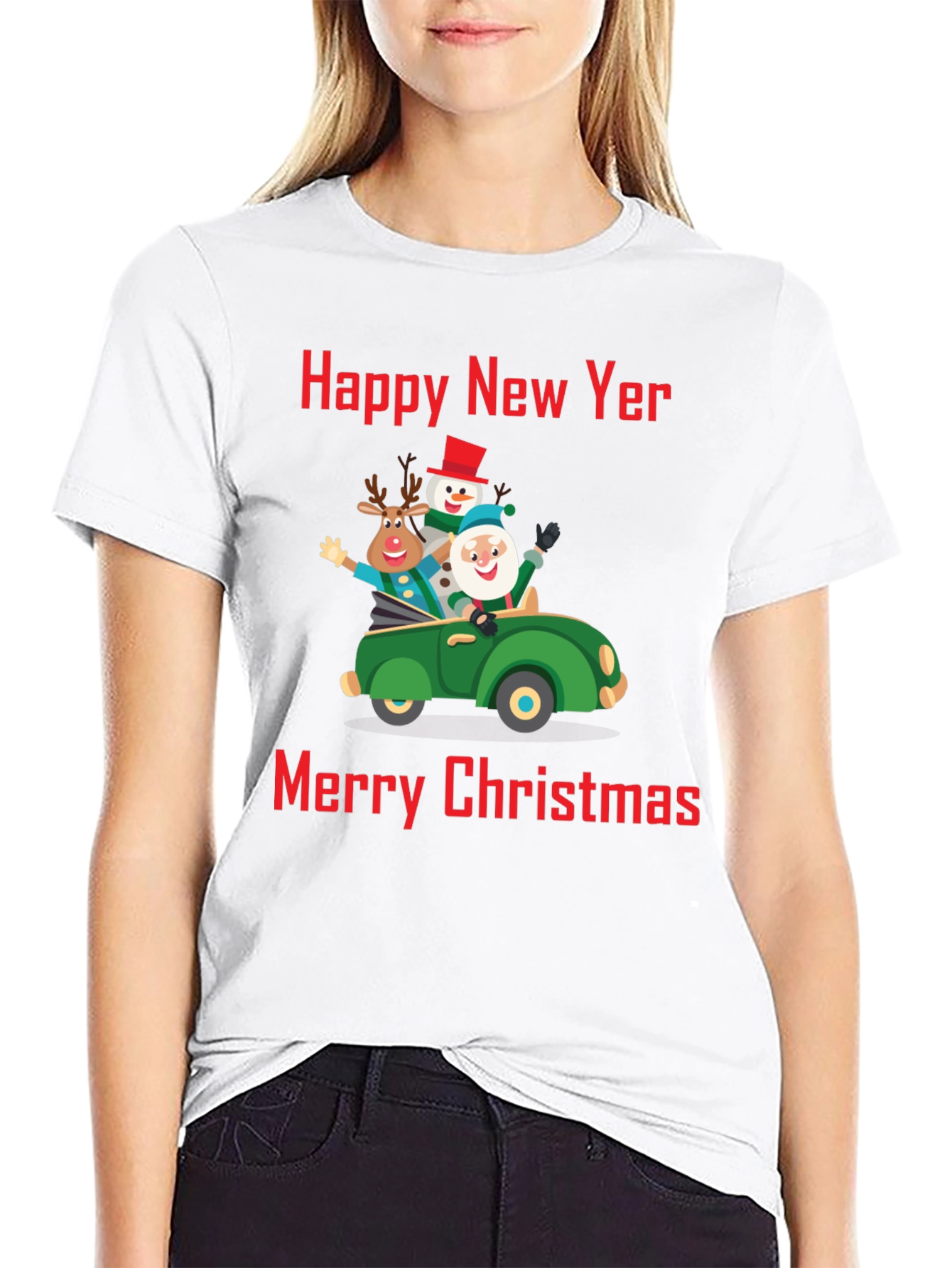 Festive Holiday T-Shirt: New Year & Christmas Car
