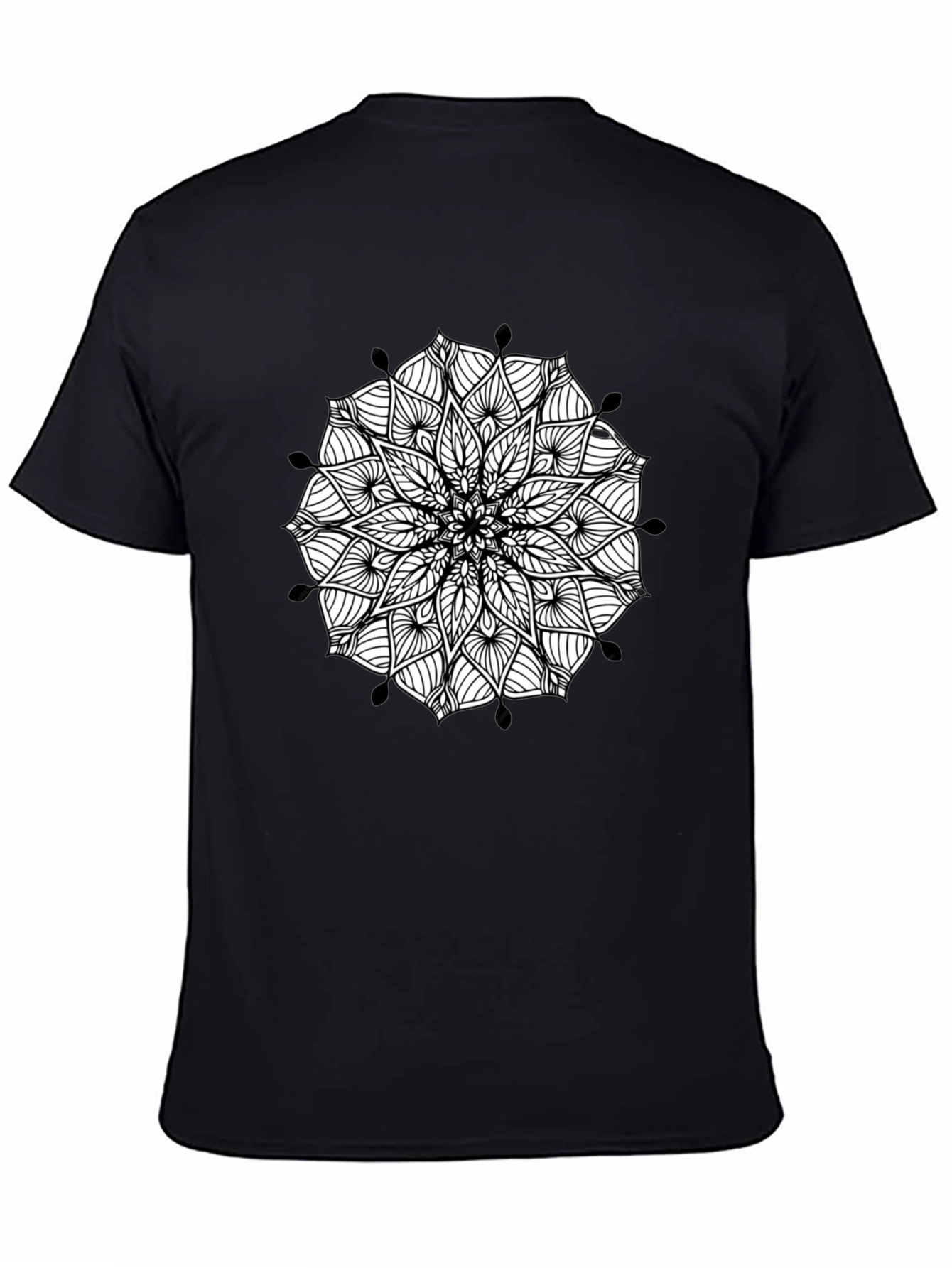 Black Mandala Print Mens Tee