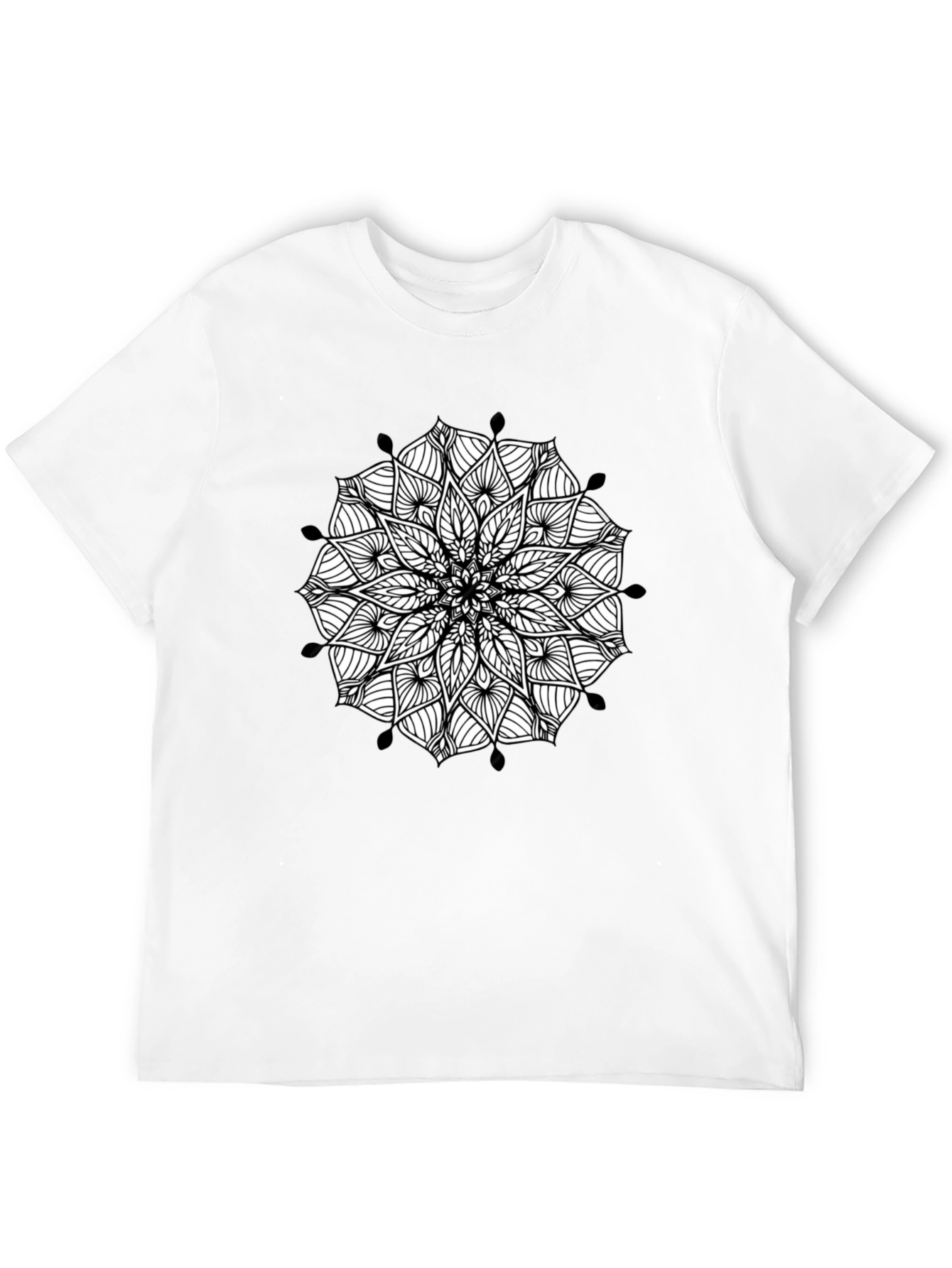 Black Mandala Print Mens Tee