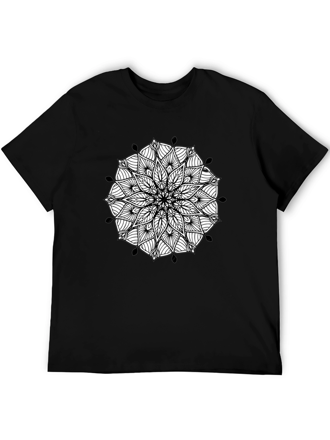 Black Mandala Print Mens Tee
