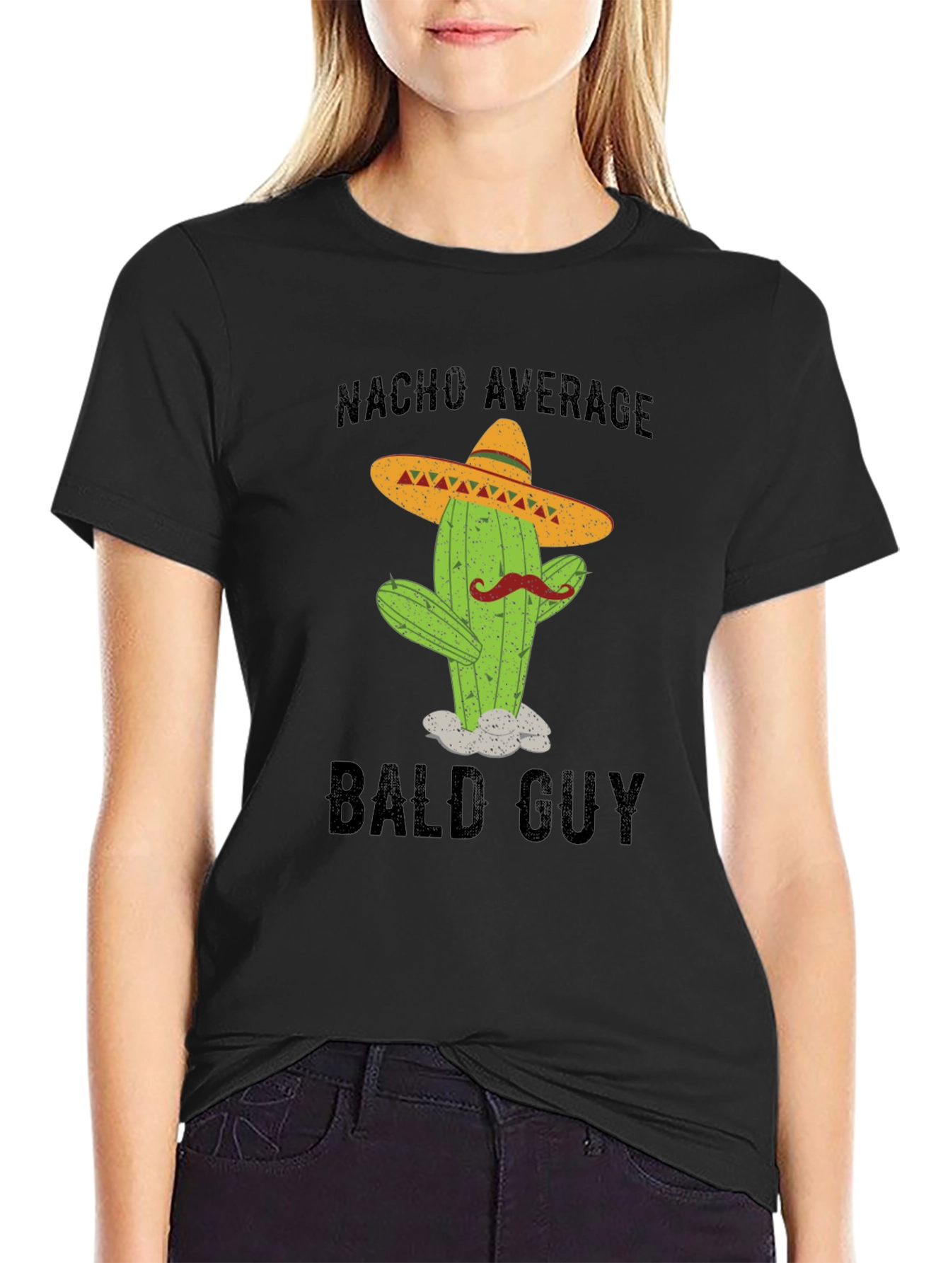 Nacho Average Bald Guy T-Shirt - Funny Cactus Tee