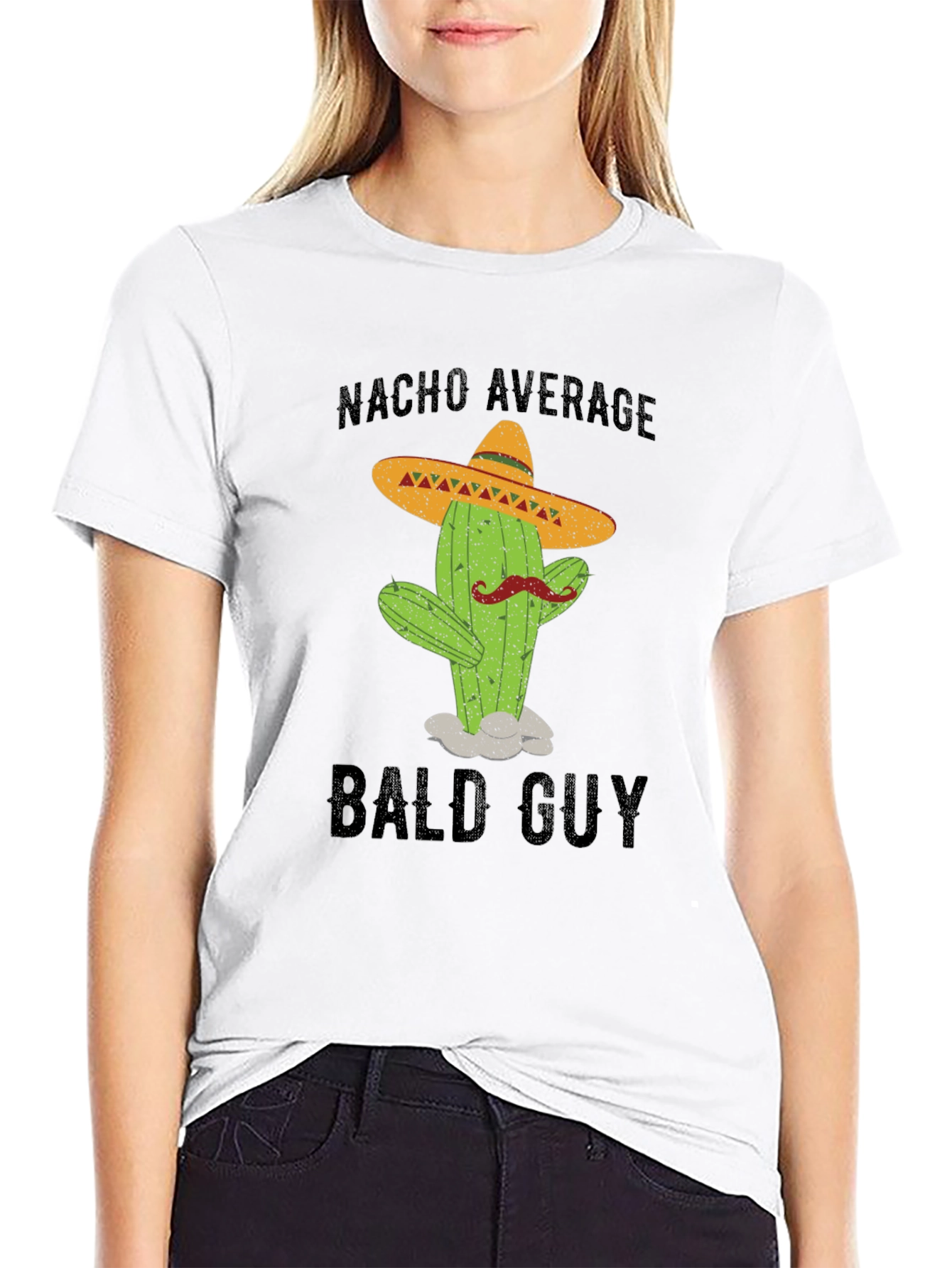 Nacho Average Bald Guy T-Shirt - Funny Cactus Tee