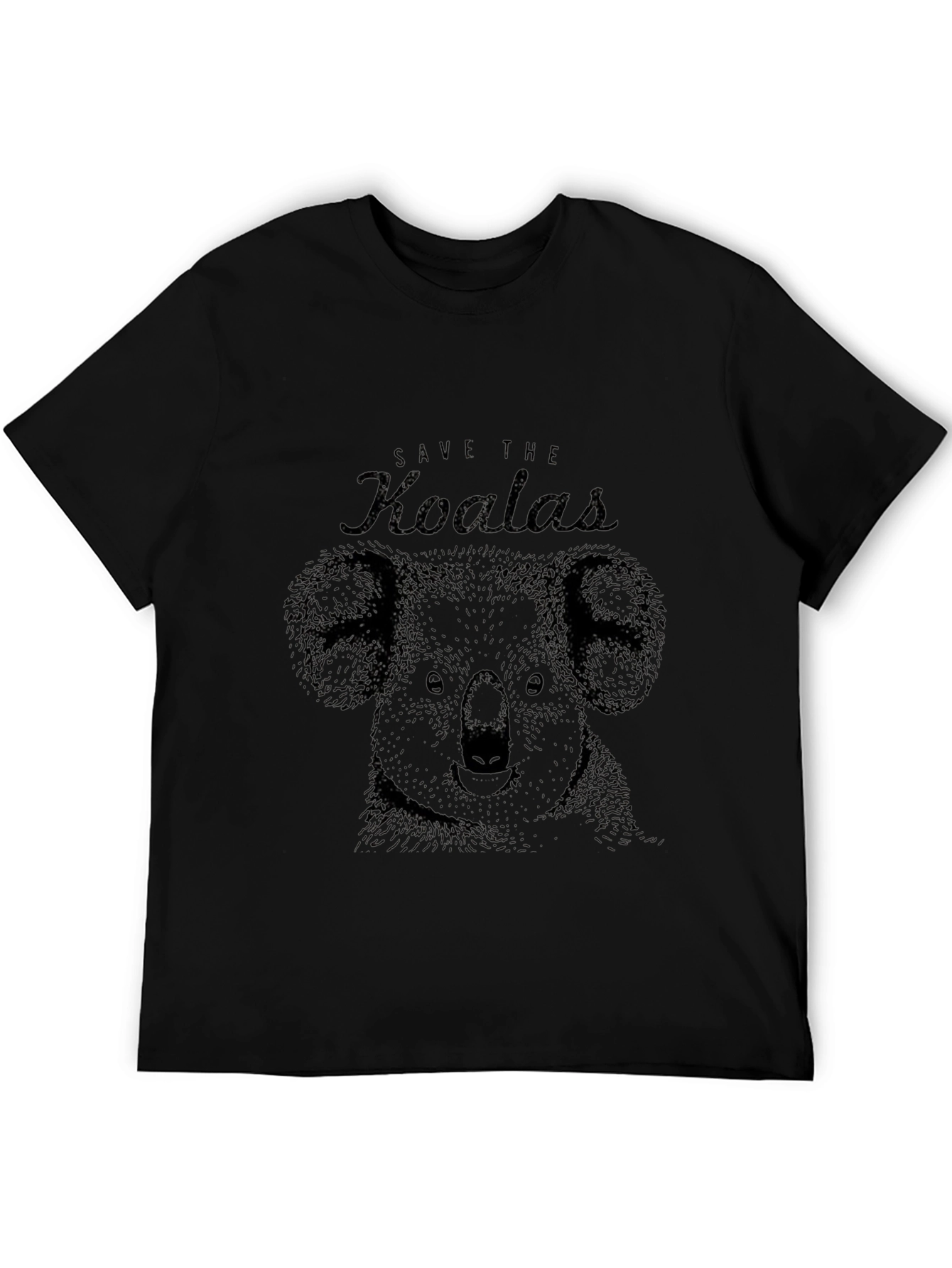 Save the Koalas Graphic Print Black T-Shirt