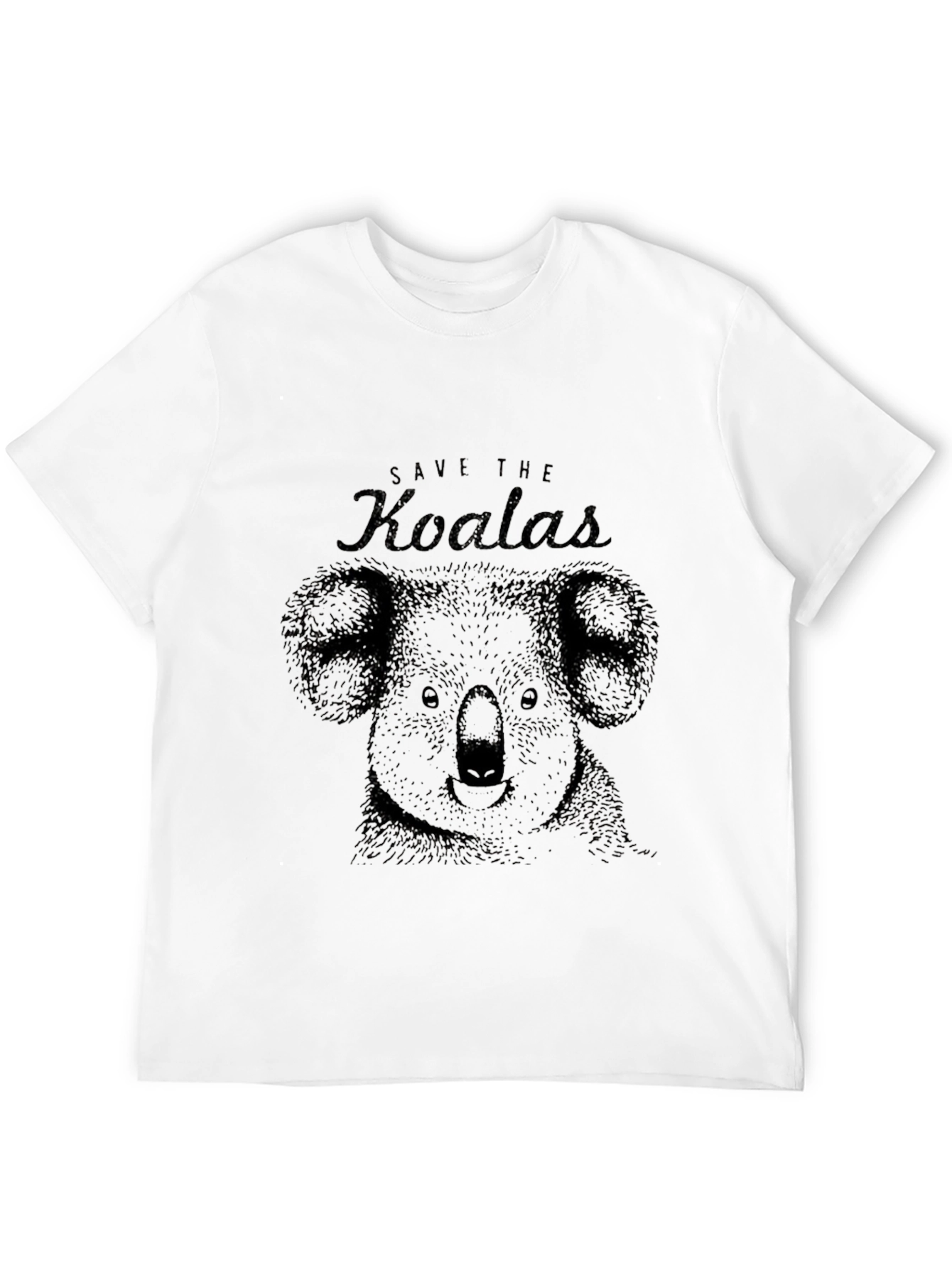 Save the Koalas Graphic Print Black T-Shirt