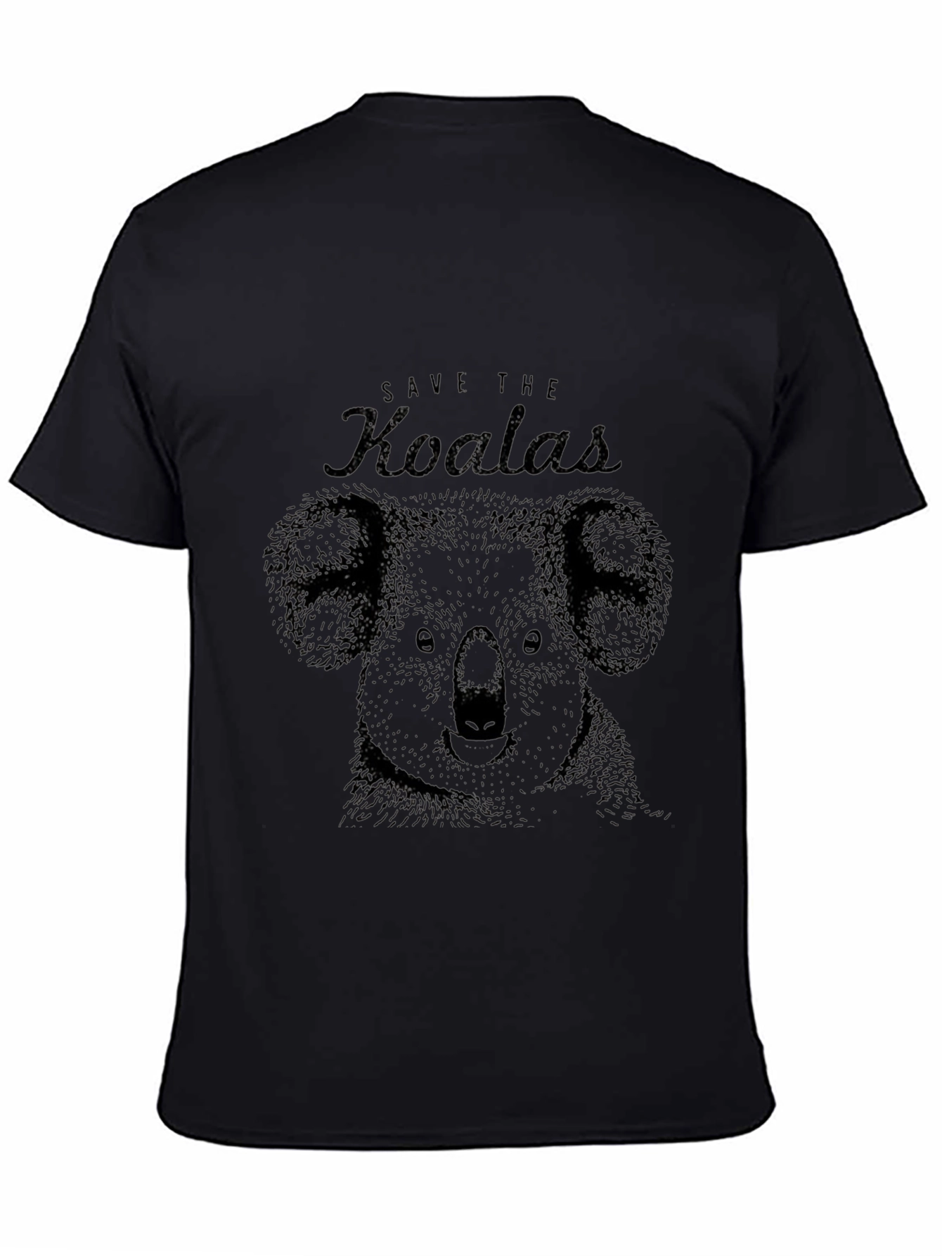 Save the Koalas Graphic Print Black T-Shirt