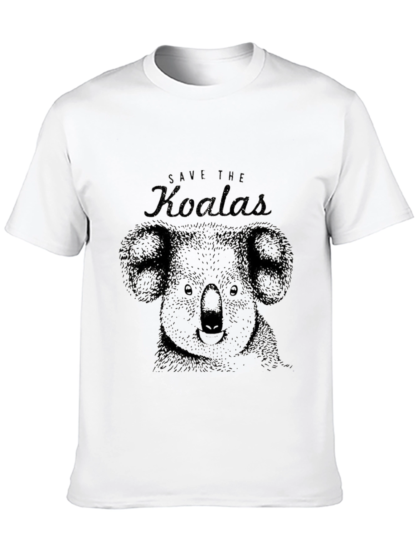 Save the Koalas Graphic Print Black T-Shirt