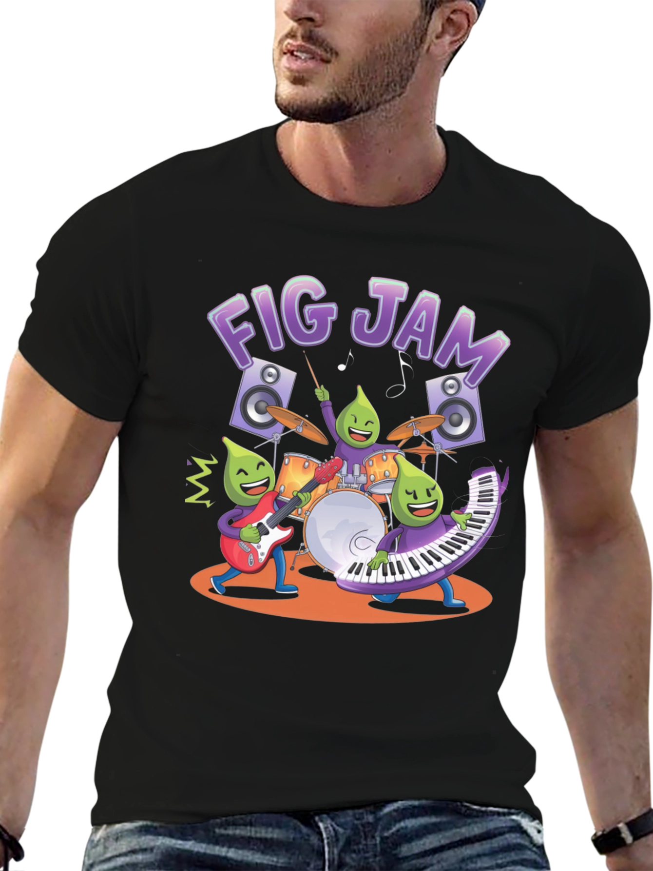 Fig Jam Band Graphic T-Shirt - Cool Musician Tee