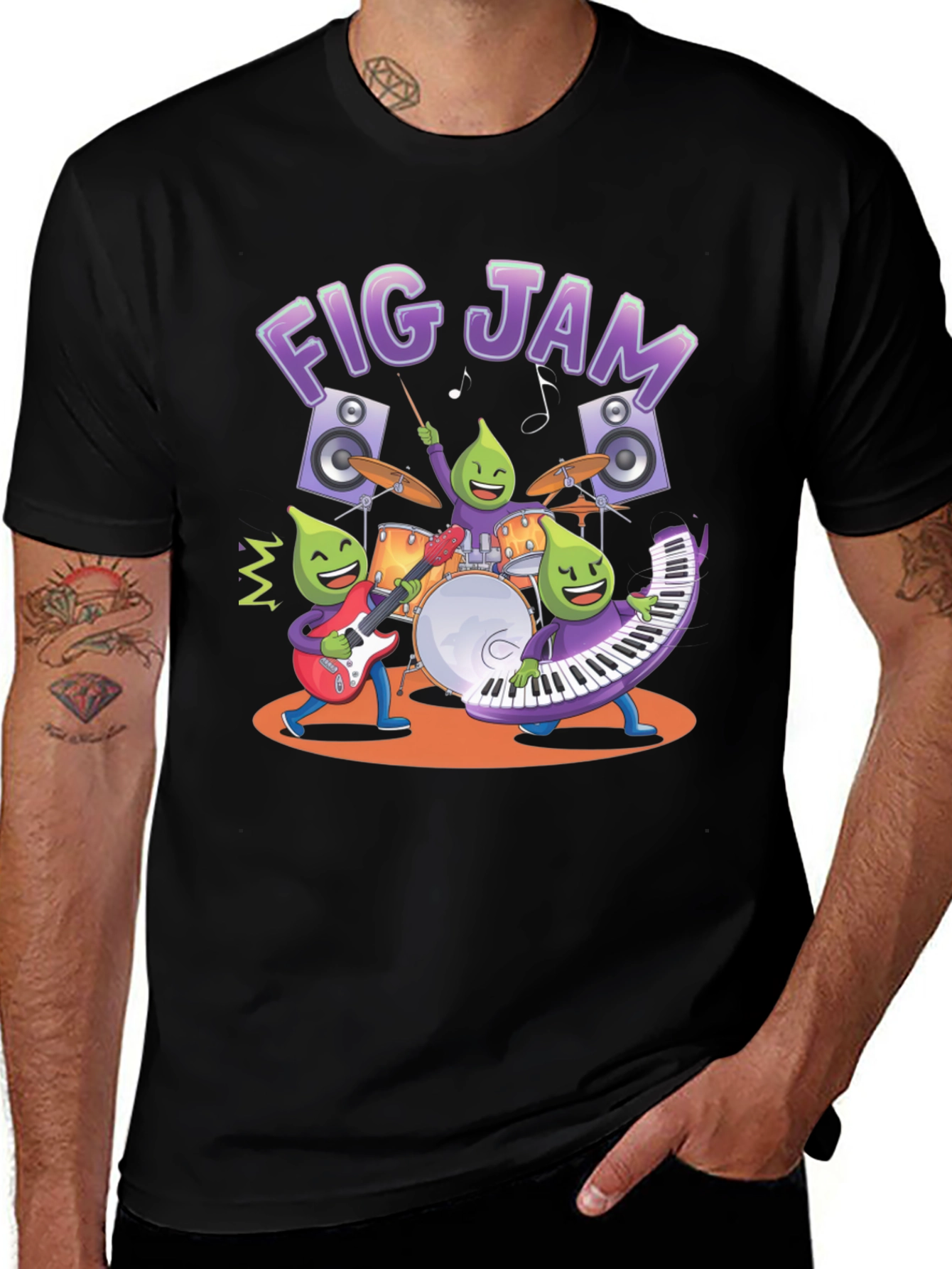 Fig Jam Band Graphic T-Shirt - Cool Musician Tee