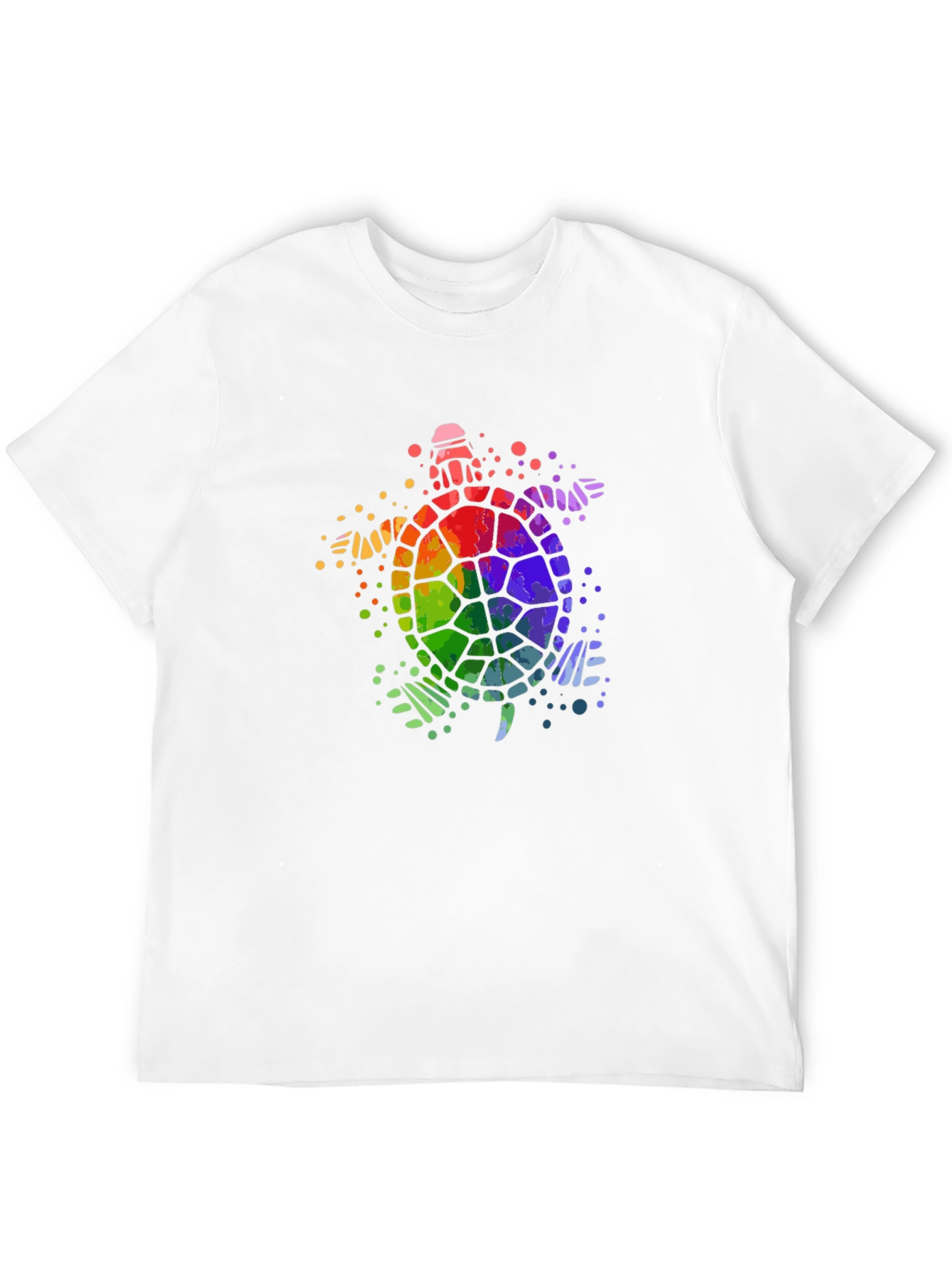 Rainbow Turtle Graphic Tee - Black Cotton T-Shirt
