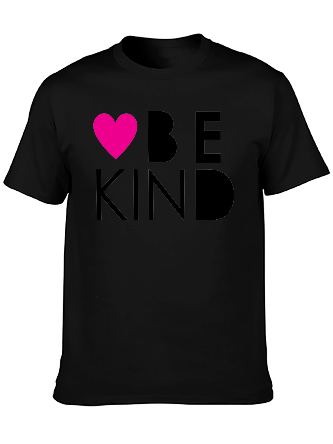 Be Kind Heart Graphic Tee - Black Cotton T-Shirt