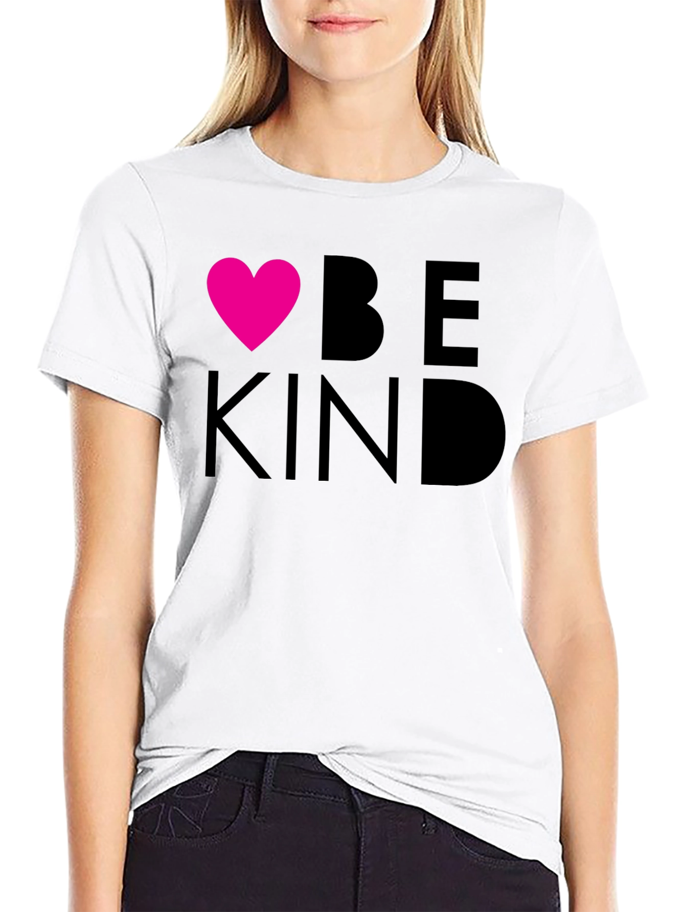 Be Kind Heart Graphic Tee - Black Cotton T-Shirt