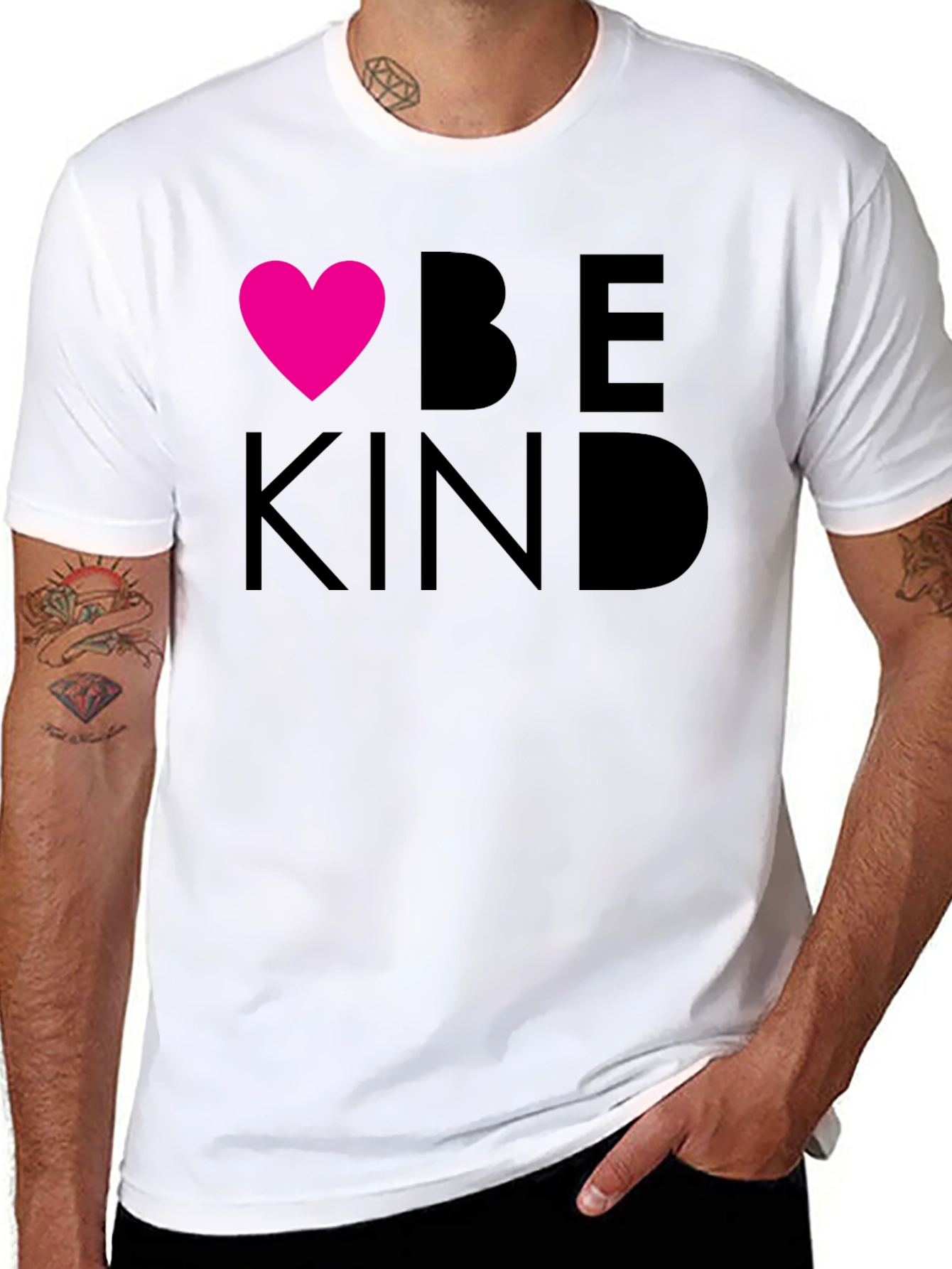 Be Kind Heart Graphic Tee - Black Cotton T-Shirt