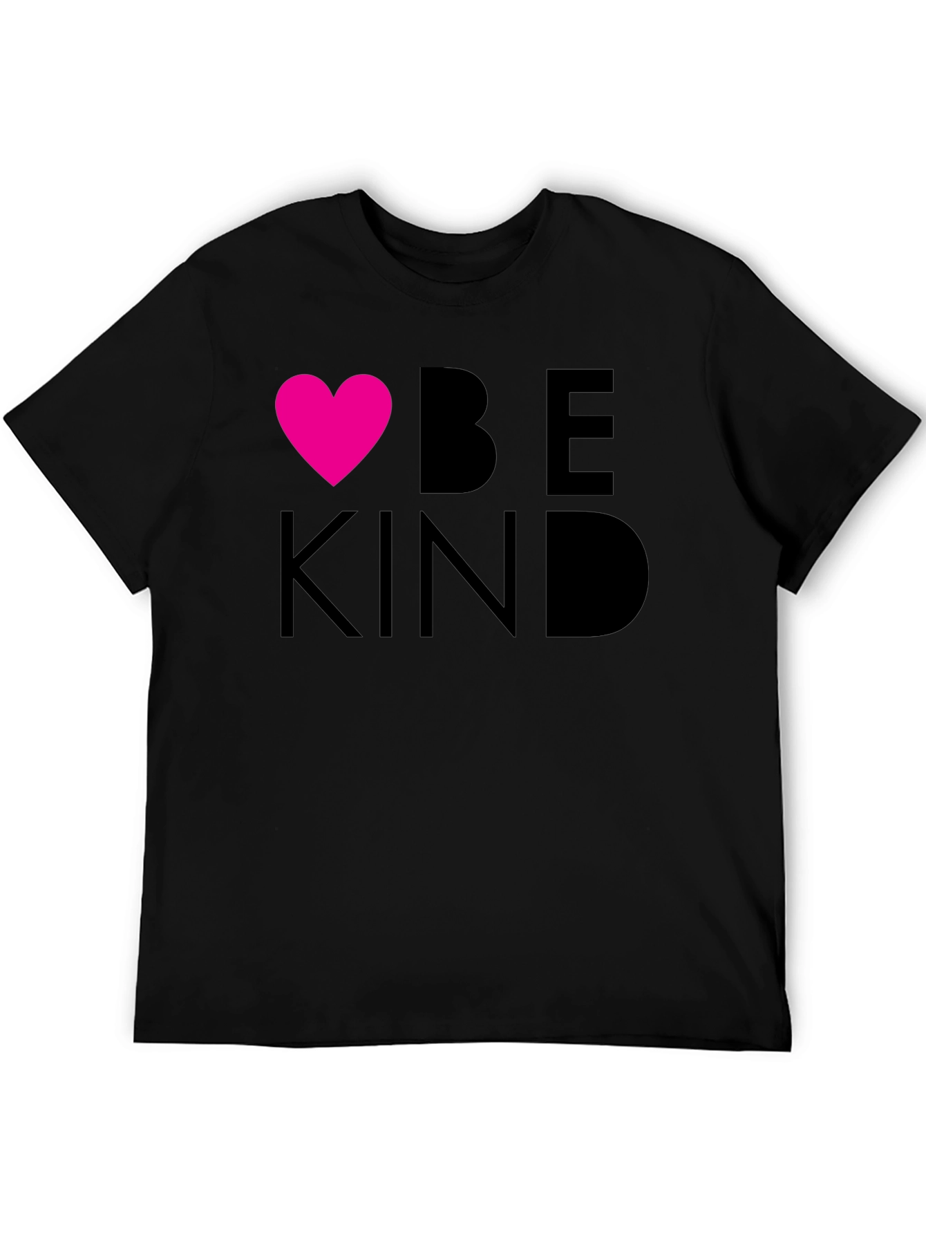 Be Kind Heart Graphic Tee - Black Cotton T-Shirt