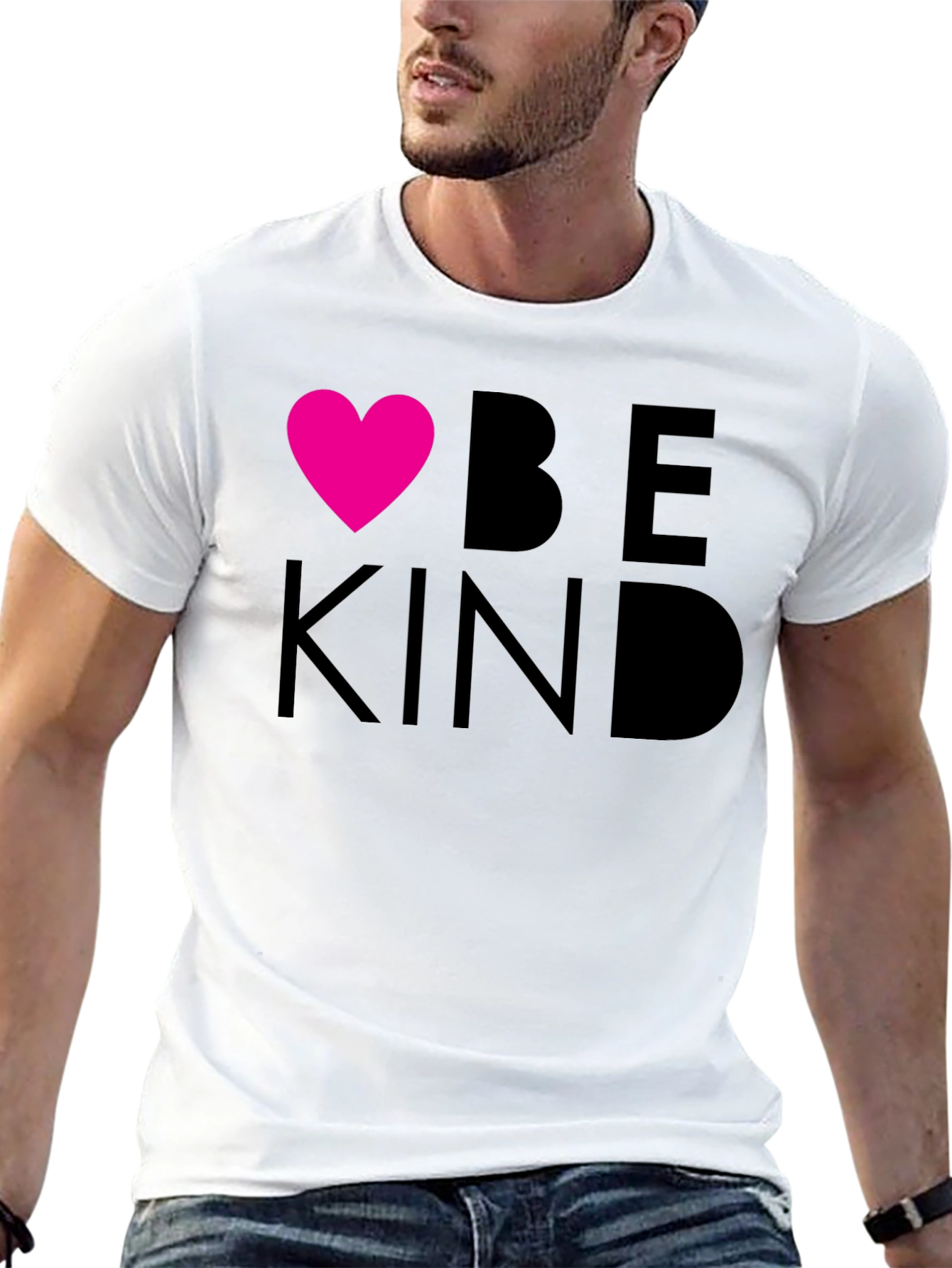 Be Kind Heart Graphic Tee - Black Cotton T-Shirt