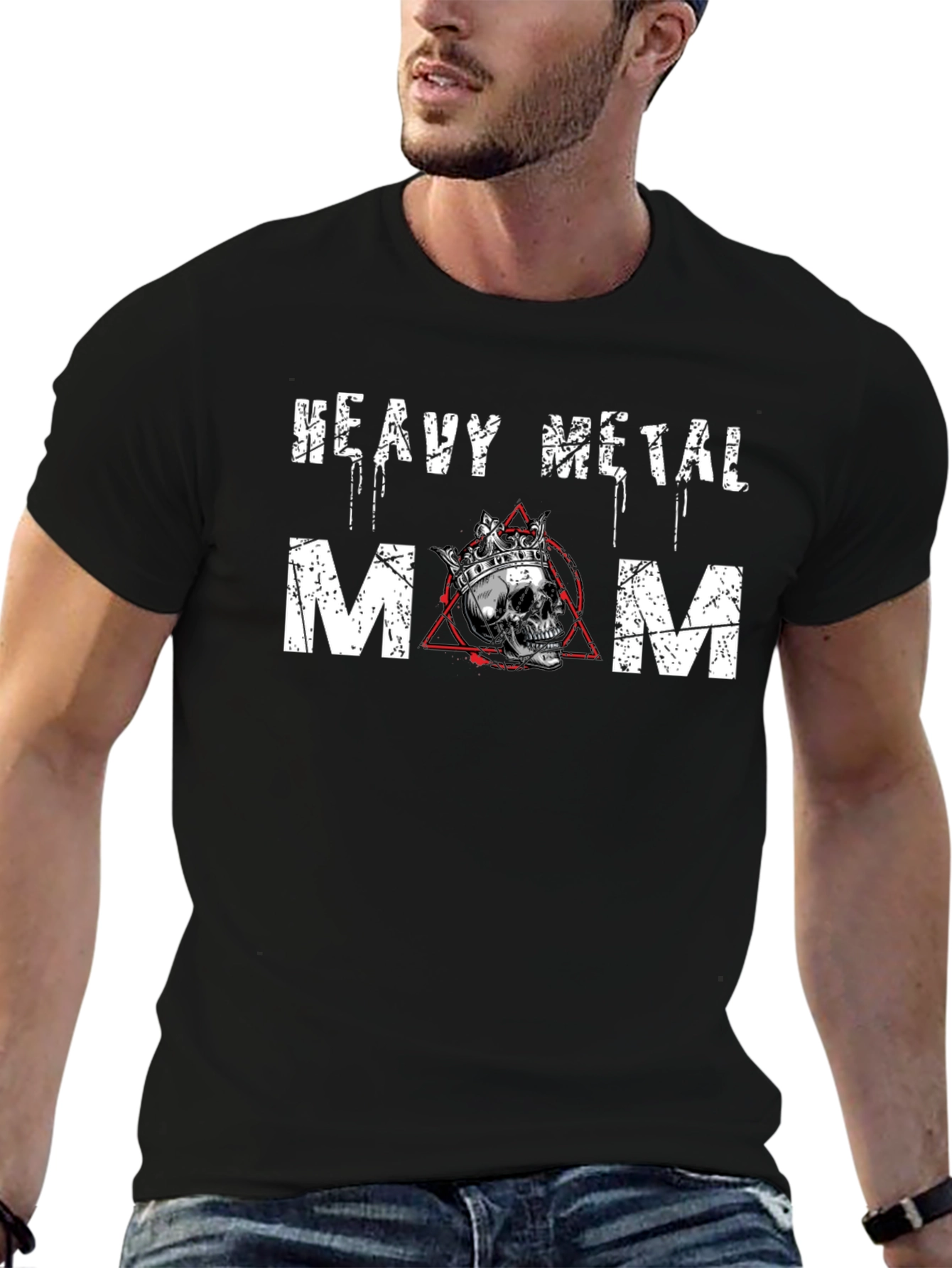 Heavy Metal Mom T-Shirt - Crowned Skull Graphic