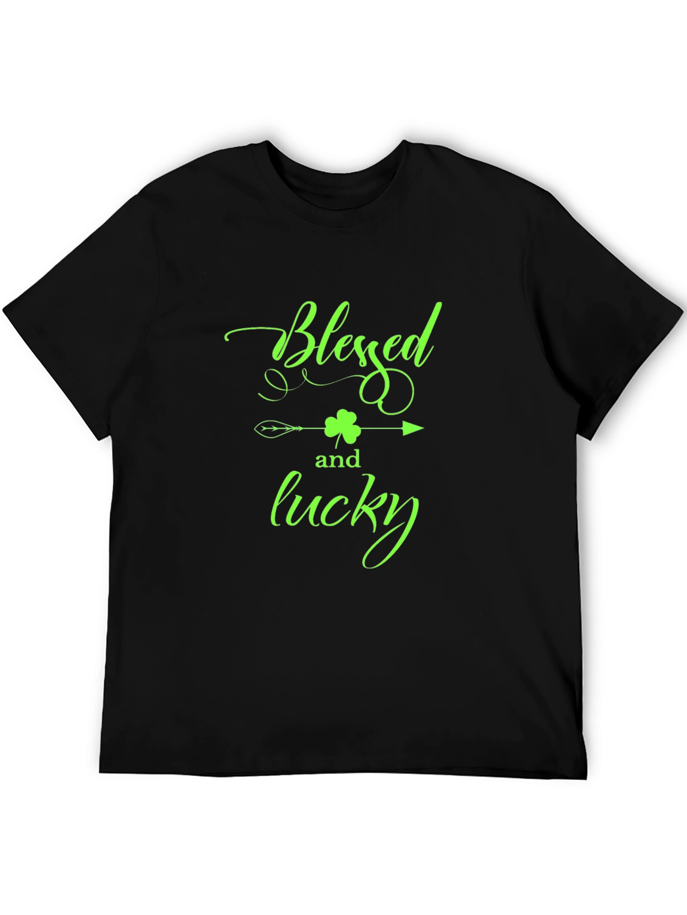 Blessed & Lucky Shamrock St. Patricks Day Black T-Shirt