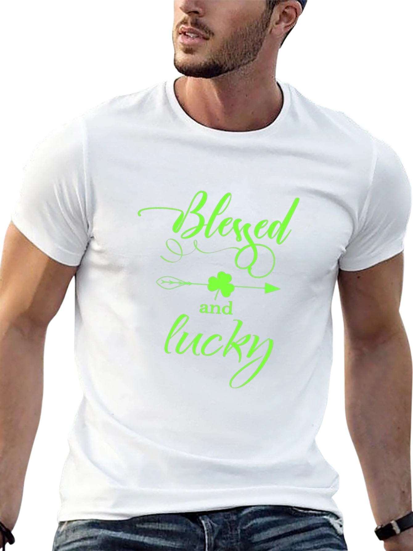 Blessed & Lucky Shamrock St. Patricks Day Black T-Shirt
