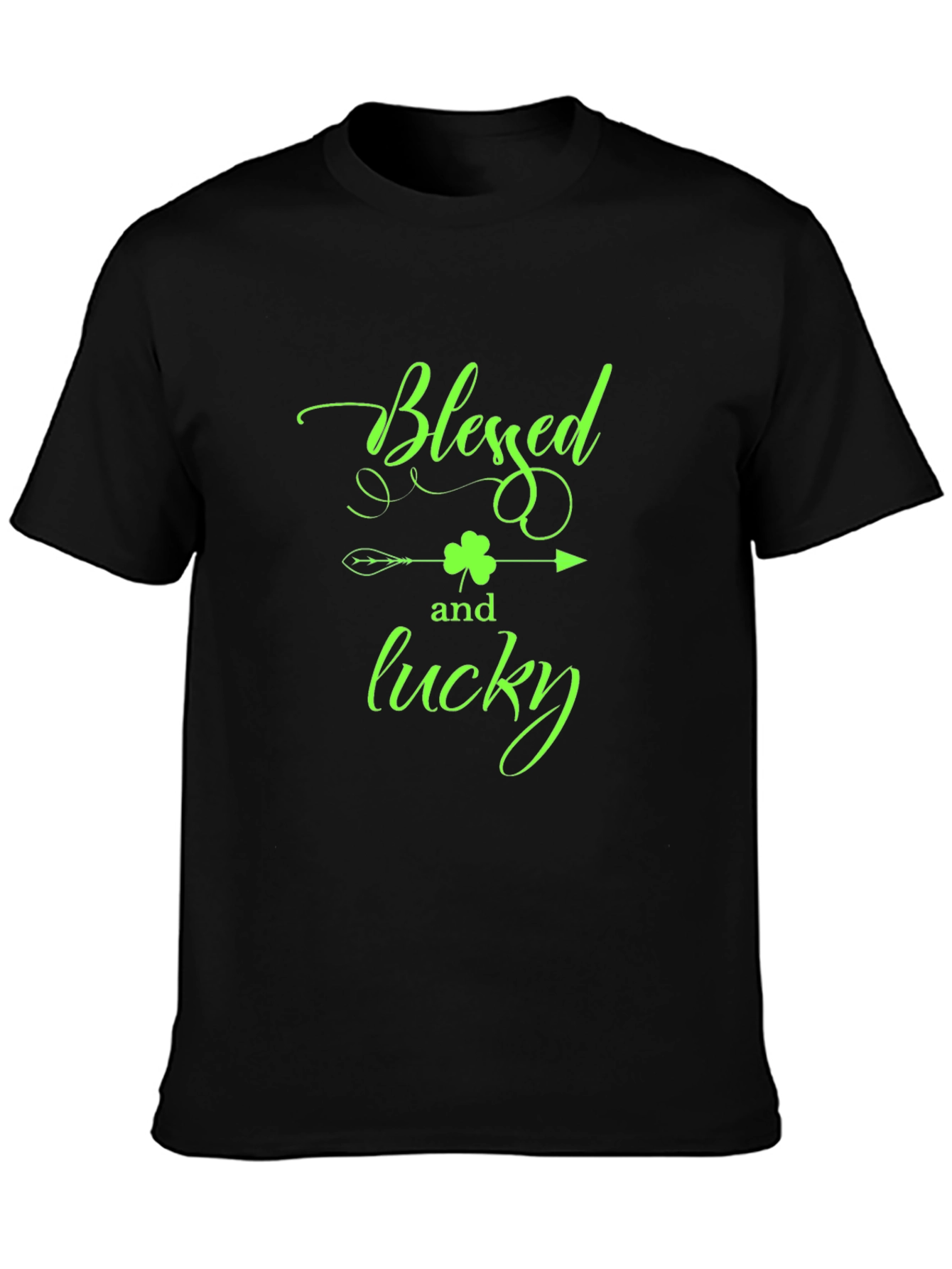 Blessed & Lucky Shamrock St. Patricks Day Black T-Shirt