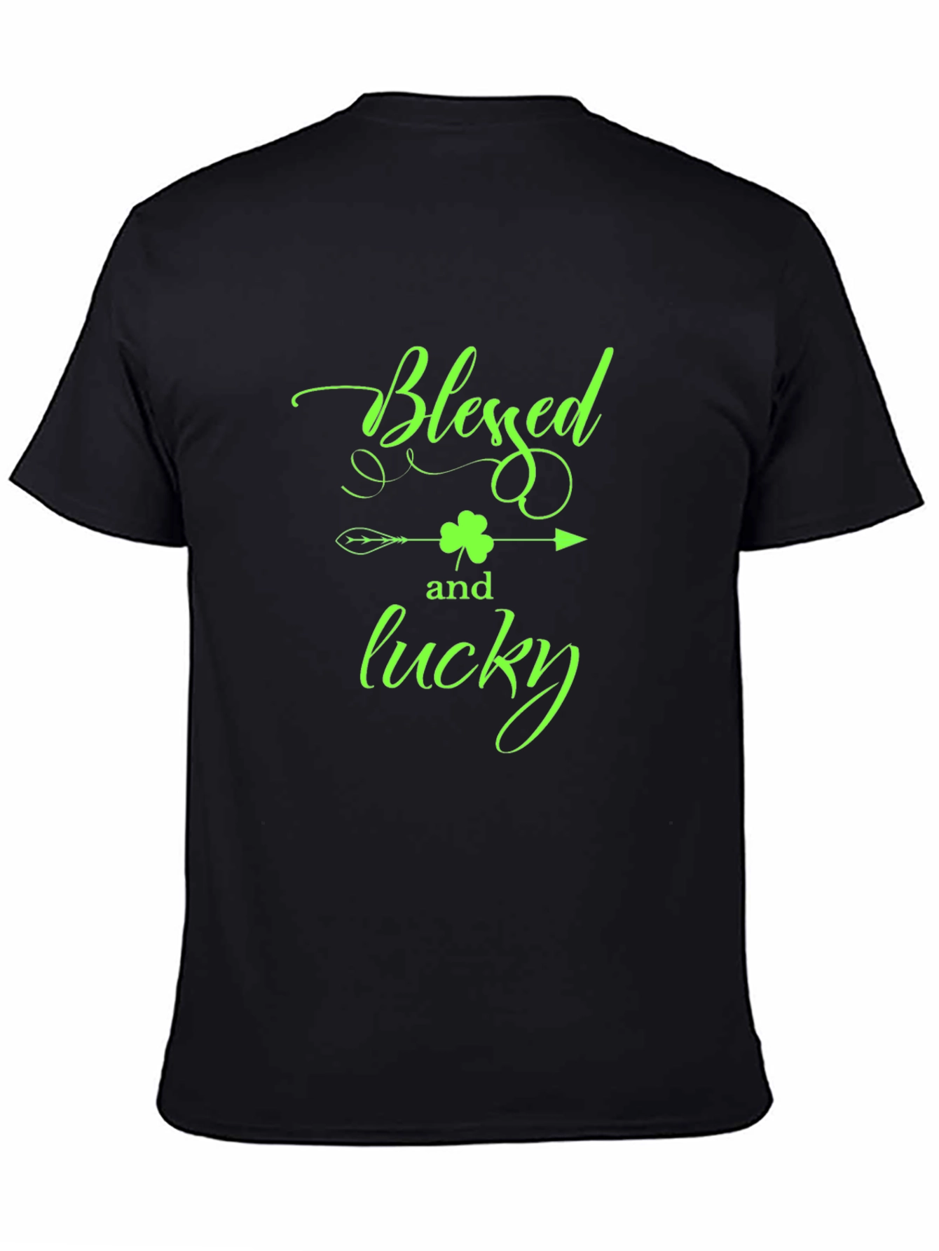 Blessed & Lucky Shamrock St. Patricks Day Black T-Shirt