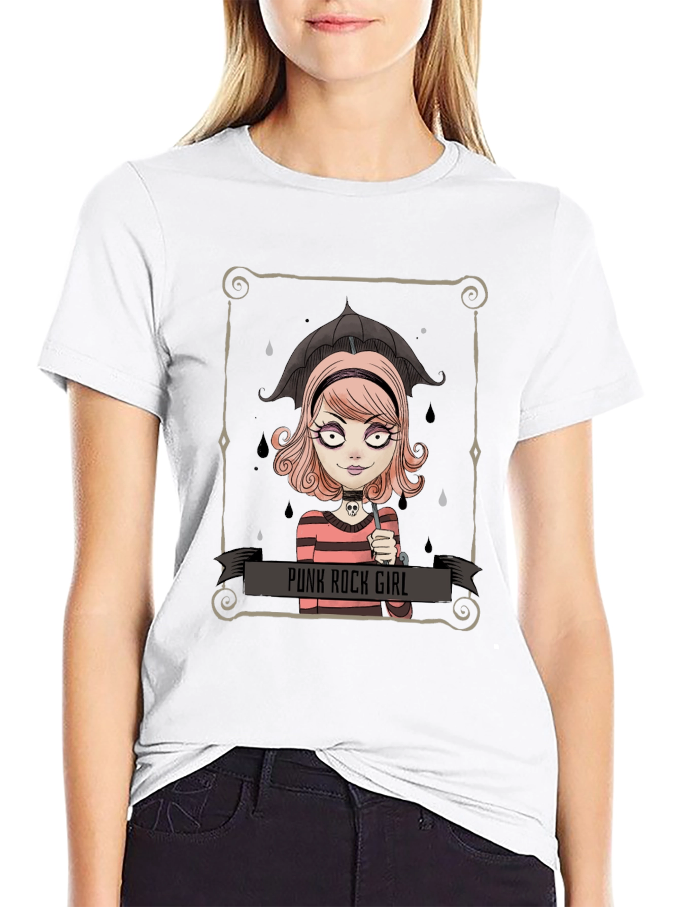 Punk Rock Girl Graphic Tee - Unique Design