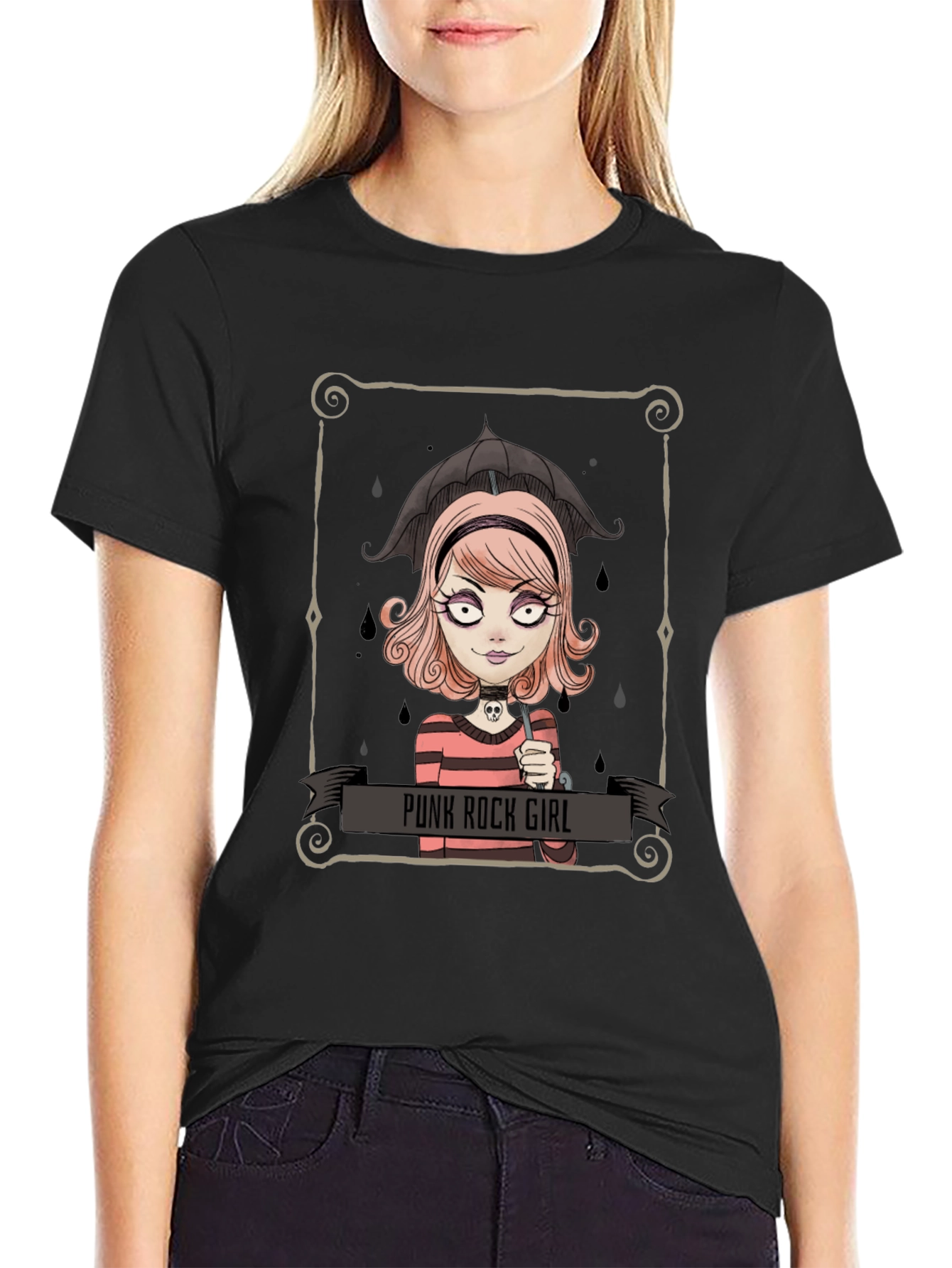 Punk Rock Girl Graphic Tee - Unique Design