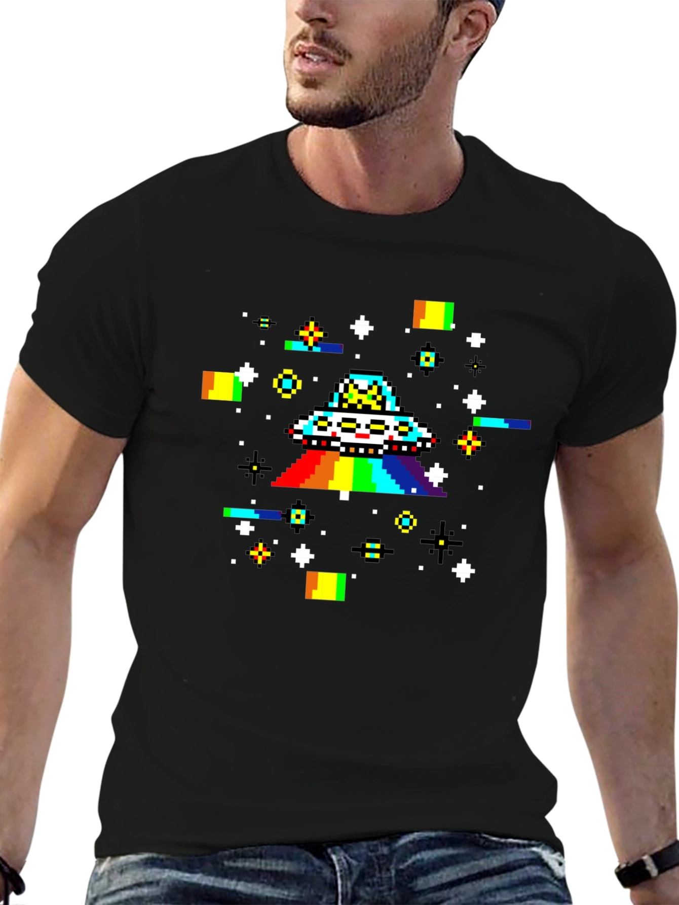 Pixel UFO Rainbow Graphic Tee