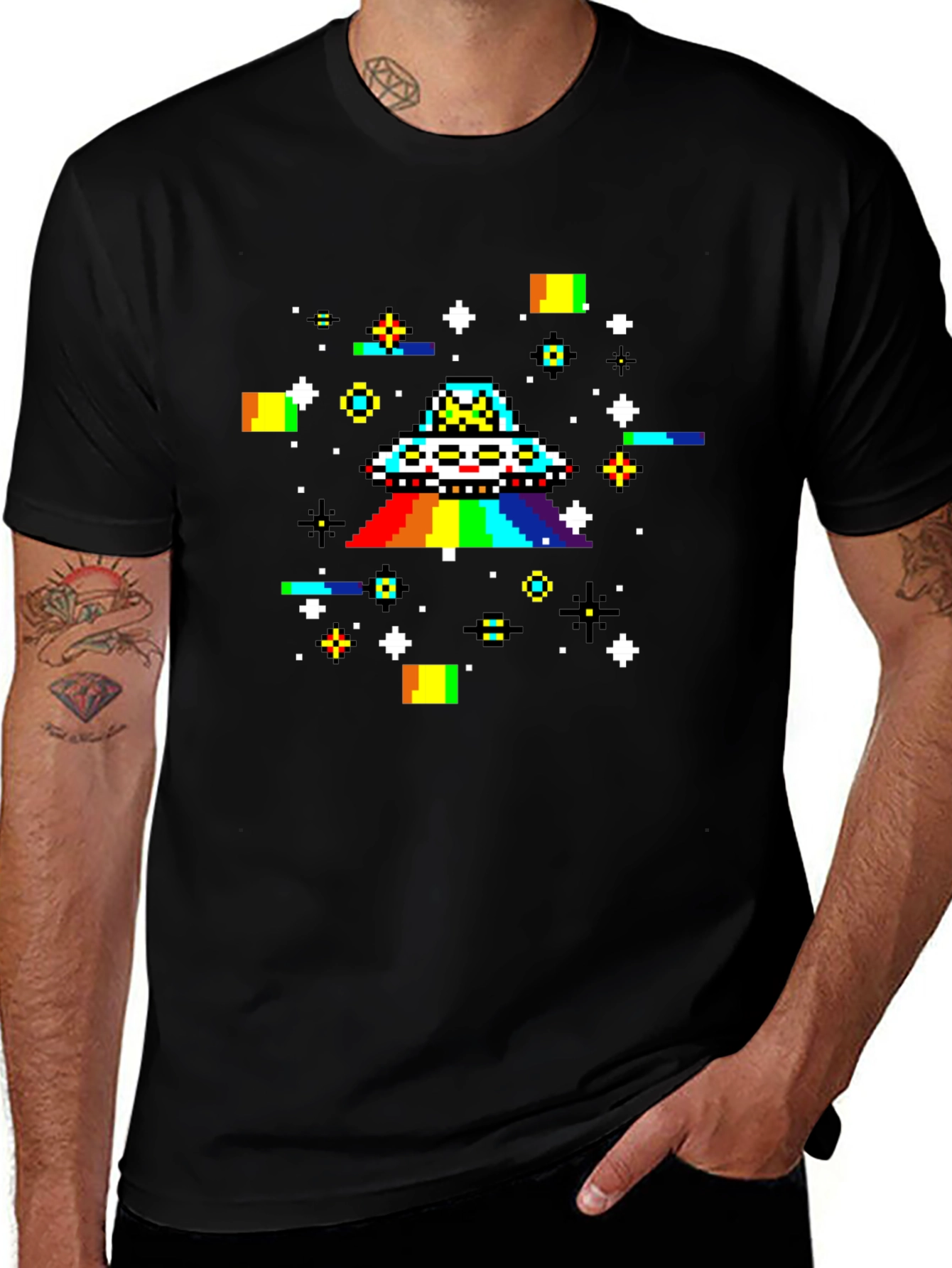 Pixel UFO Rainbow Graphic Tee