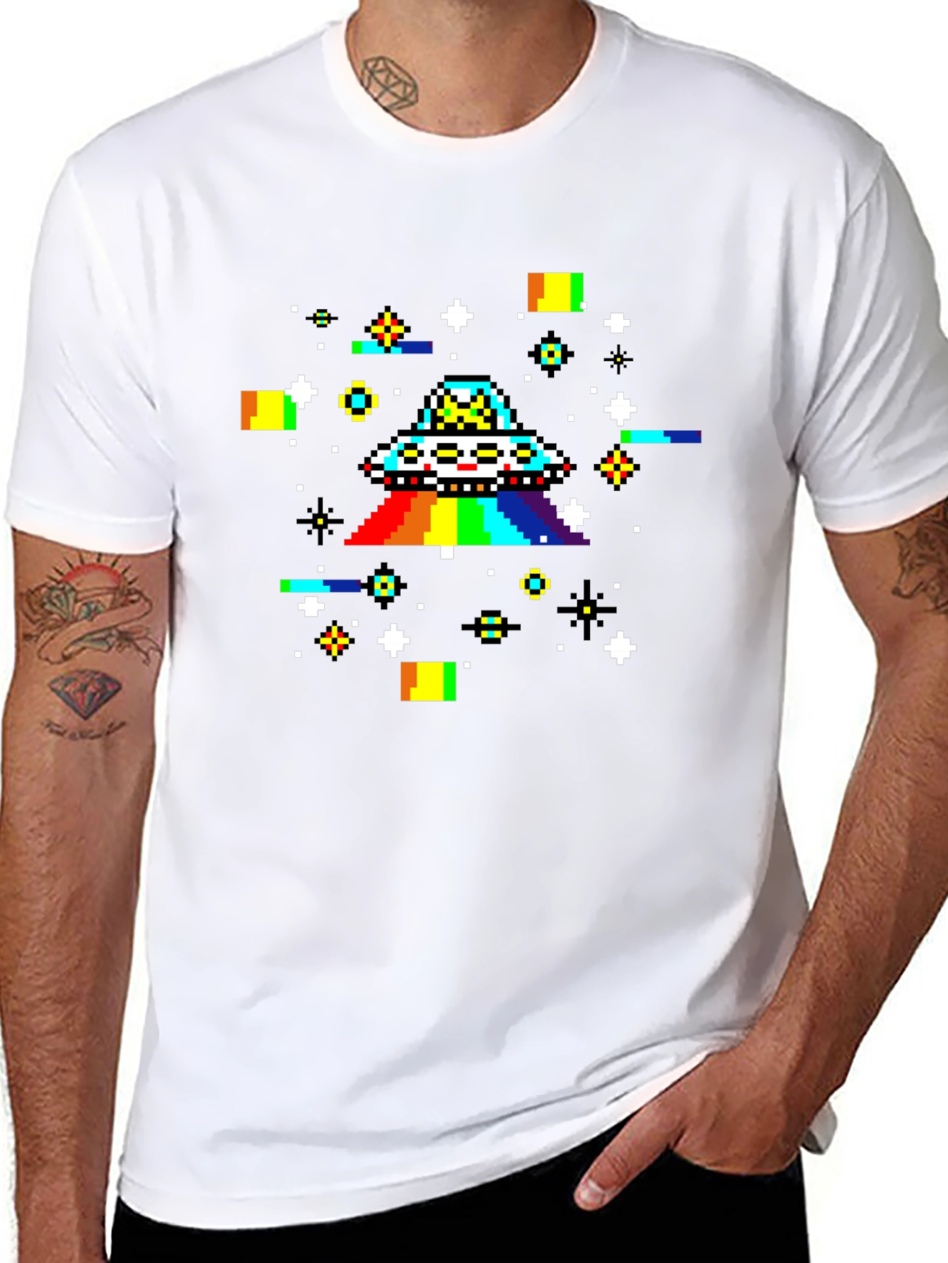 Pixel UFO Rainbow Graphic Tee