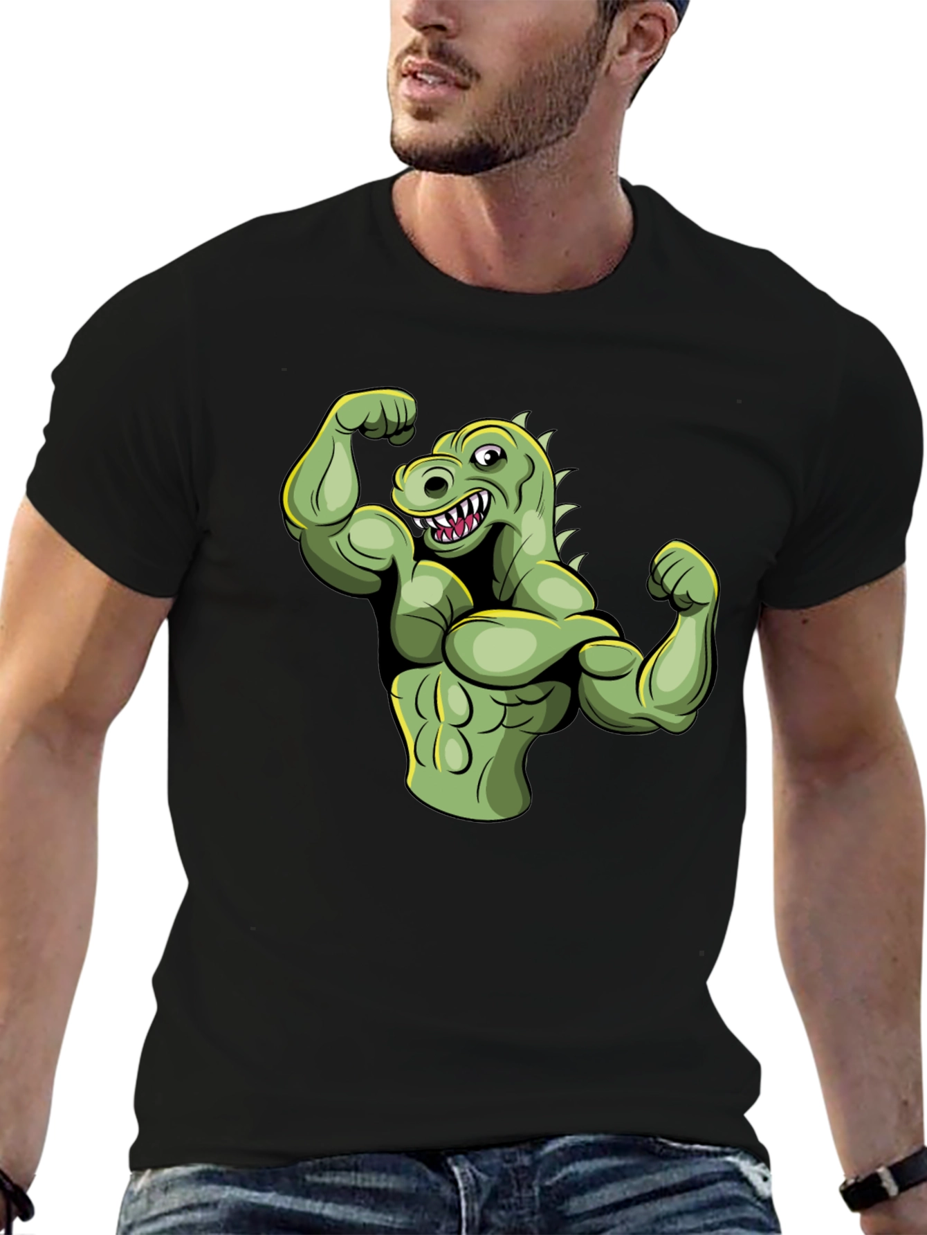 Muscle Dinosaur Graphic T-Shirt